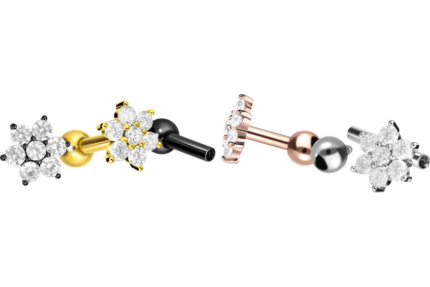 PIERCINGLINE Piercing-Set Titan Ohrpiercing mit Innengewinde KRISTALLBLUME günstig online kaufen