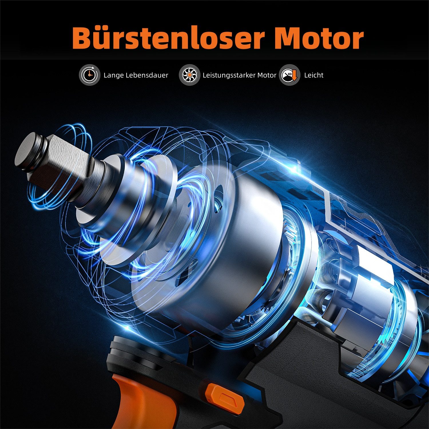 DOVAMAN Akku-Schlagschrauber 1200 Nm, 1/2'', 4,0Ah, 5 Stecknüssen & Schnell günstig online kaufen