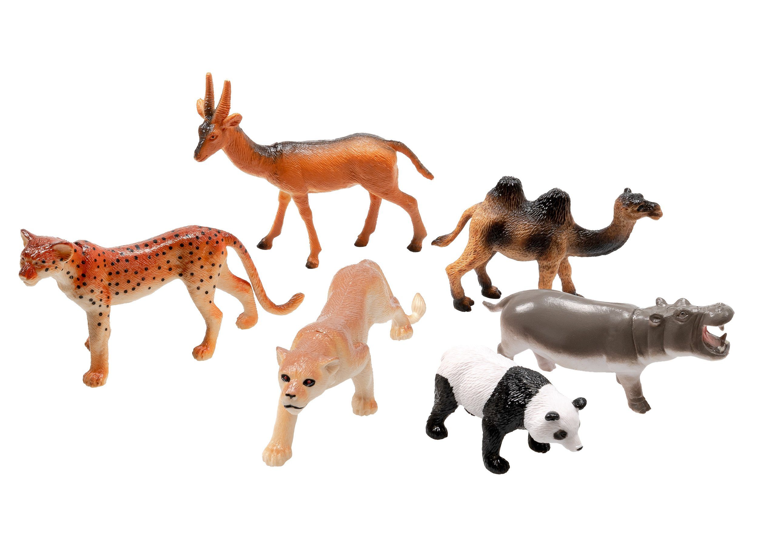 kamelshopping Spielfigur »6 Stück Tier Spielfiguren, für Kinder ab 2  Jahren«, Spieltiere aus dem Lebensraum Bauernhof, Dinosaurier und Wildtiere