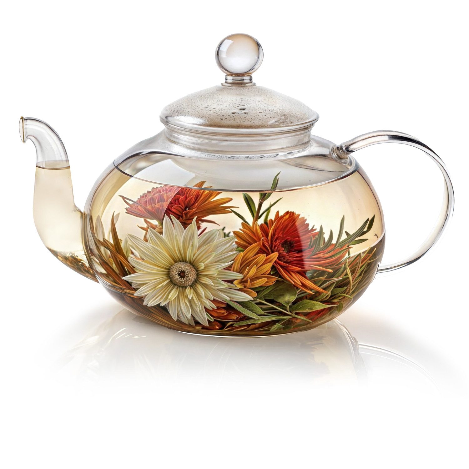 Dimono Teekanne DIMONO Mundgeblasene Teekanne mit Teefilter & Teesieb, 0.6 l, Glas-Kanne mit Filtereinsatz