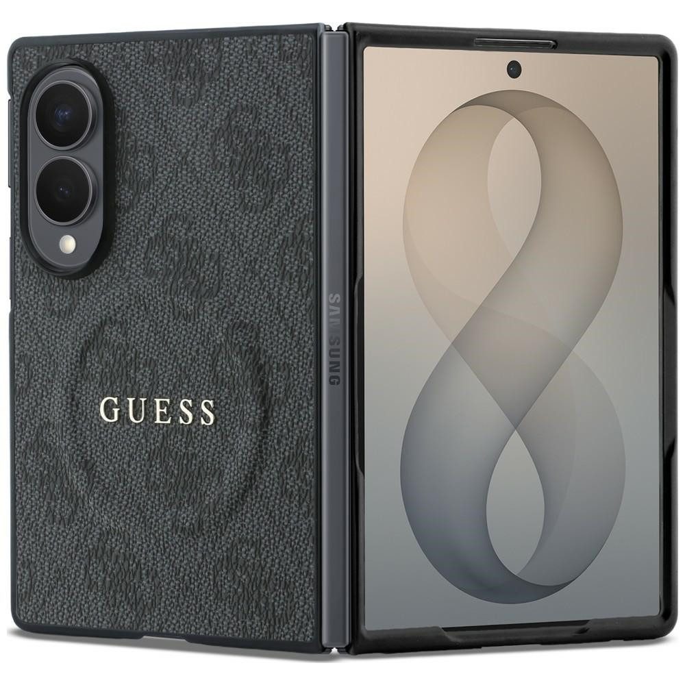 Guess Handyhülle Galaxy Z Fold 8 Case MagSafe Kunstleder rosa braun grau Logo golden 7,6 Zoll, Kantenschutz