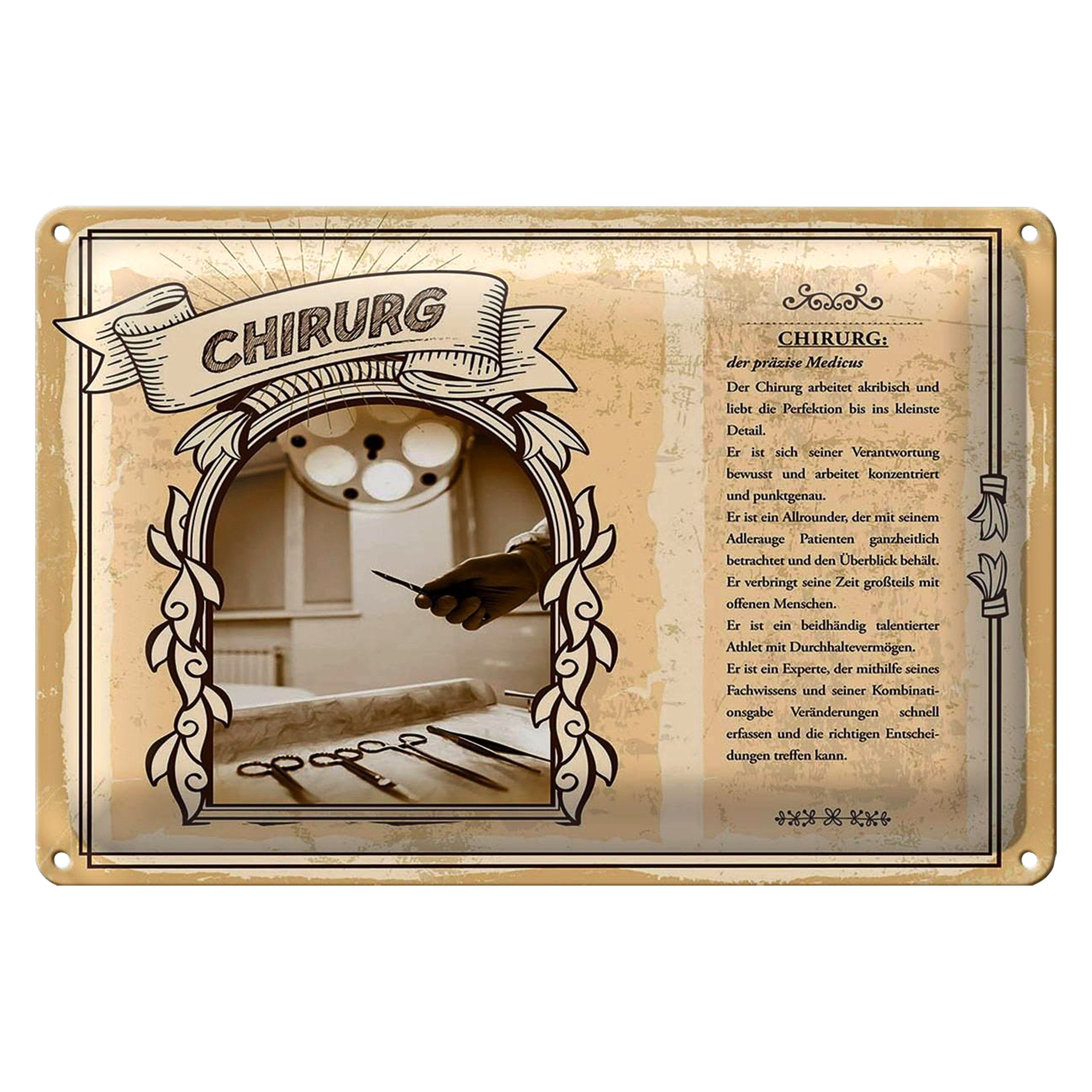 Roomando Metallschild Berufe 18x12cm Chirurg präzis Medicus Perfektion