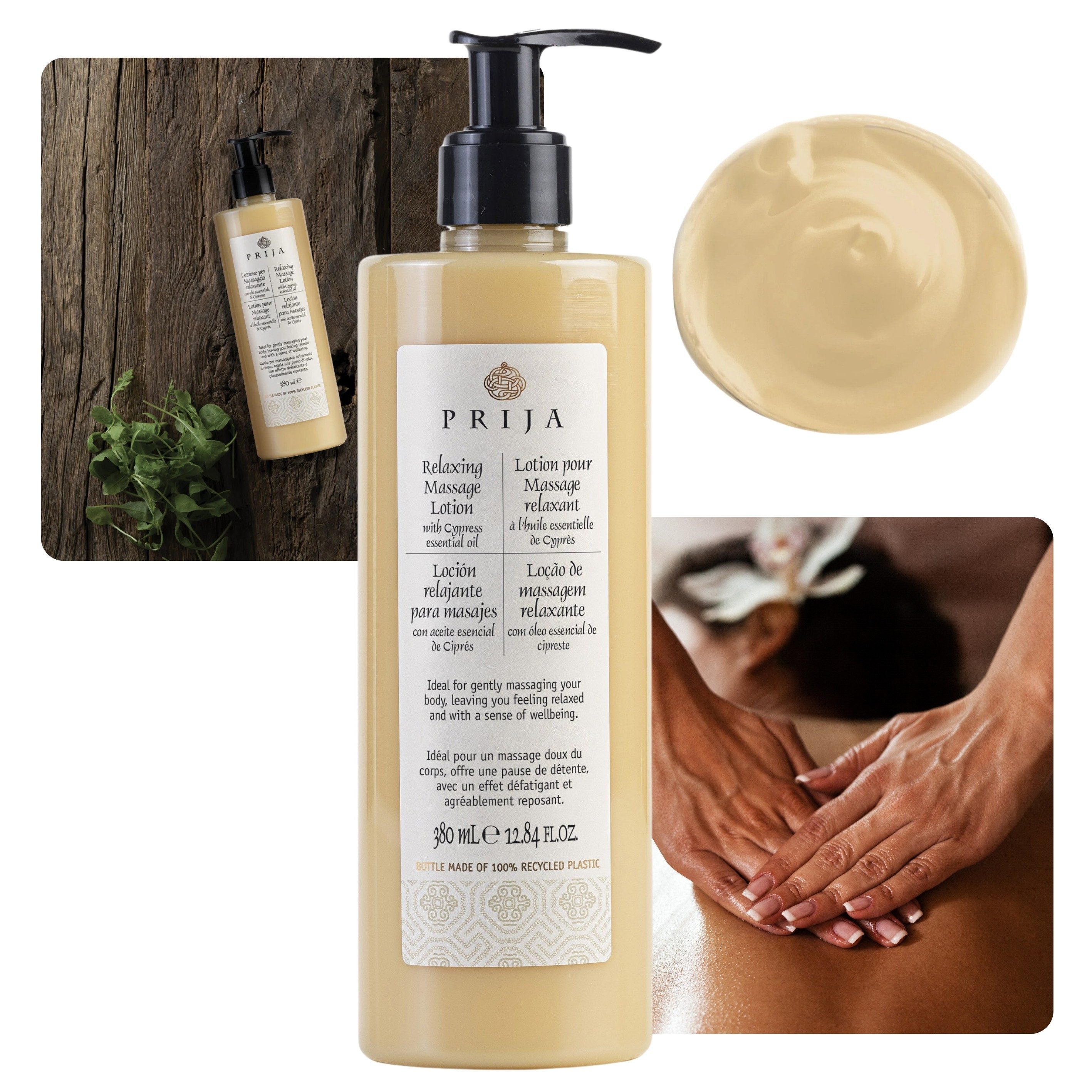 PRIJA Bodylotion PRIJA Massagebalsam mit nährendem Zypressenöl VEGAN 380 ml, 1-tlg.