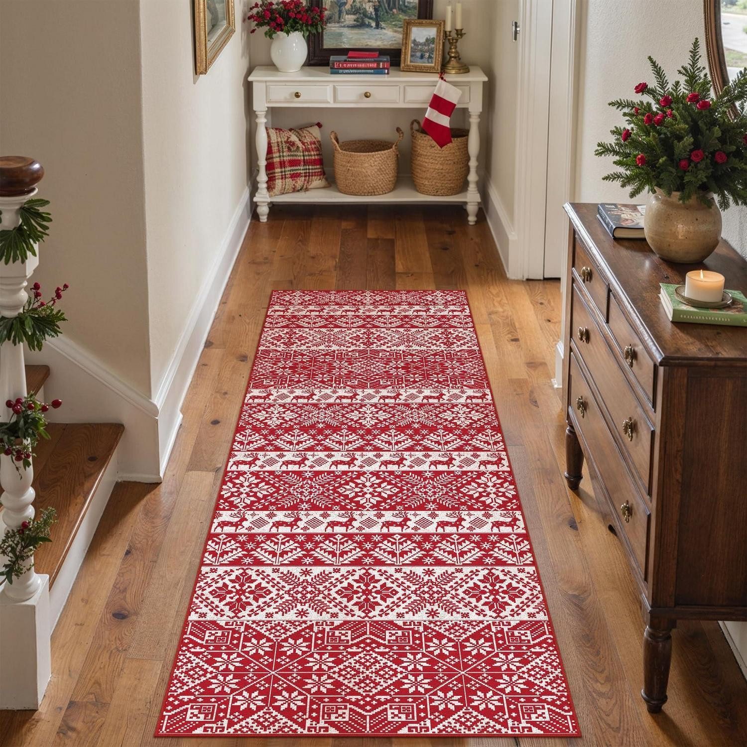 LuxusKollektion Läufer Weihnachtsteppich Läufer Rot 60x180cm