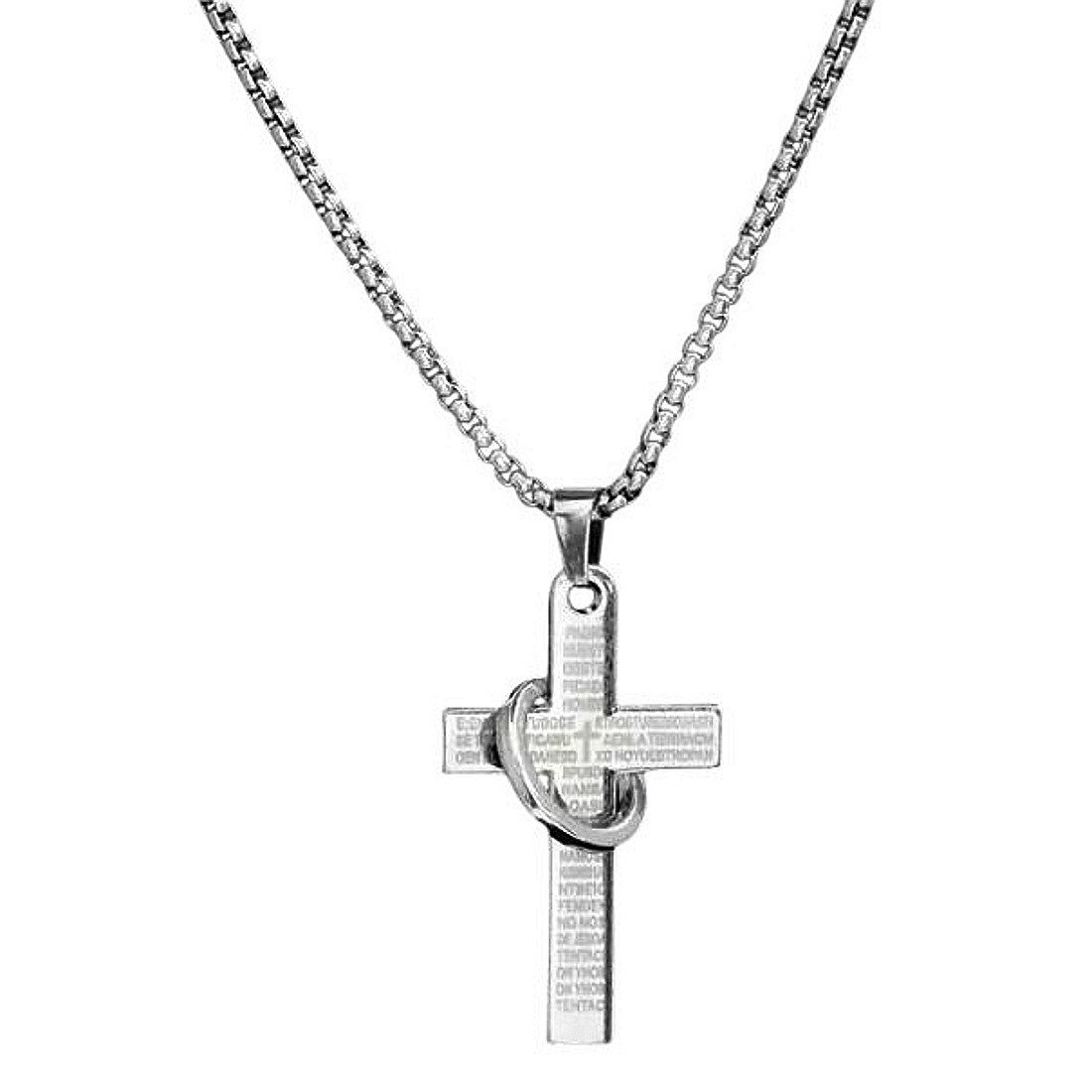 KARMA Kette mit Anhänger Halskette mit Kreuz und Ring Herrenkette silber o. günstig online kaufen
