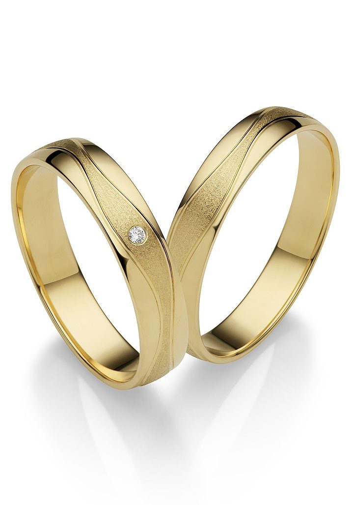 Firetti Trauring Schmuck Geschenk Gold 375 Hochzeit Ehering "LIEBE", Made in Germany - mit o. ohne Brillant/Diamant