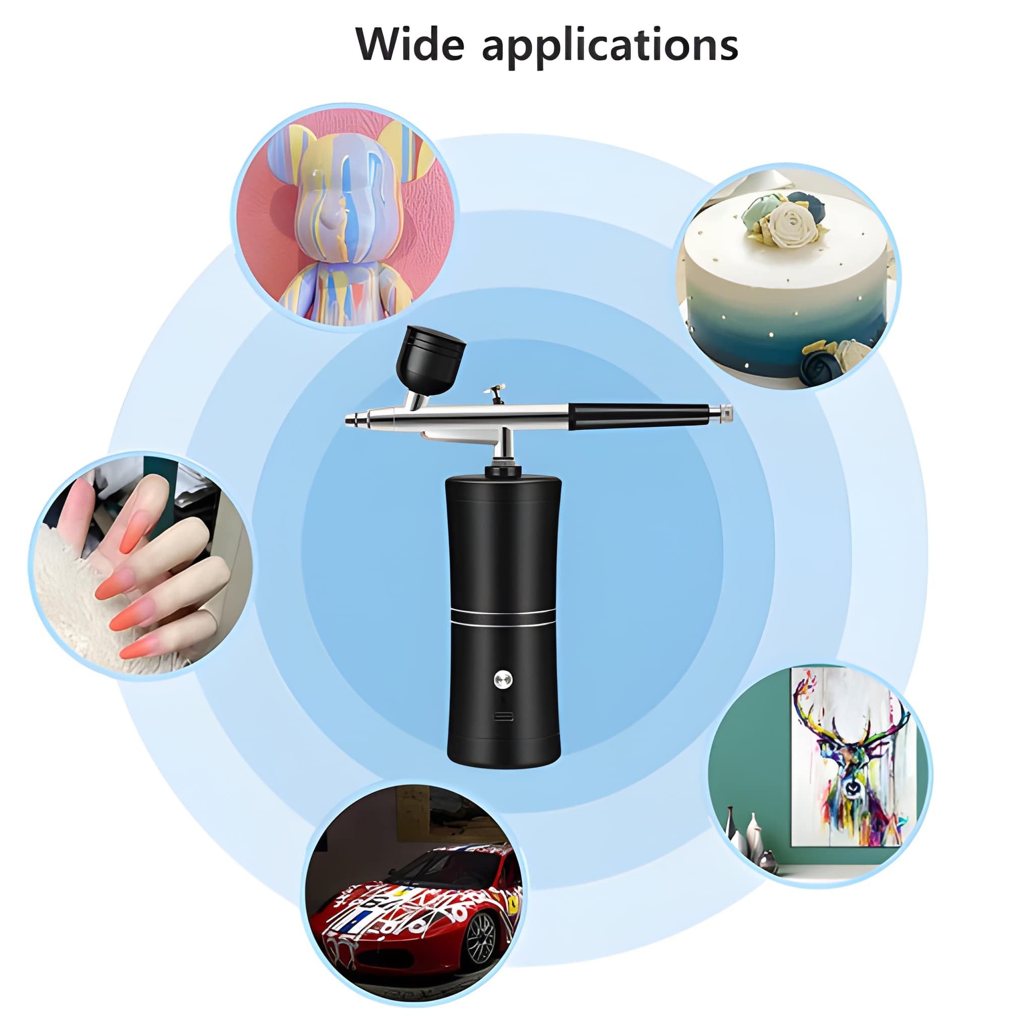 Athlix Airbrush-Kompressor Airbrush mit Kompressor zum Nagellackieren kabellos Sprühpistole, 360 kPa Luftdruck - Ideal für feine Detailarbeiten – Bild 2 von 5