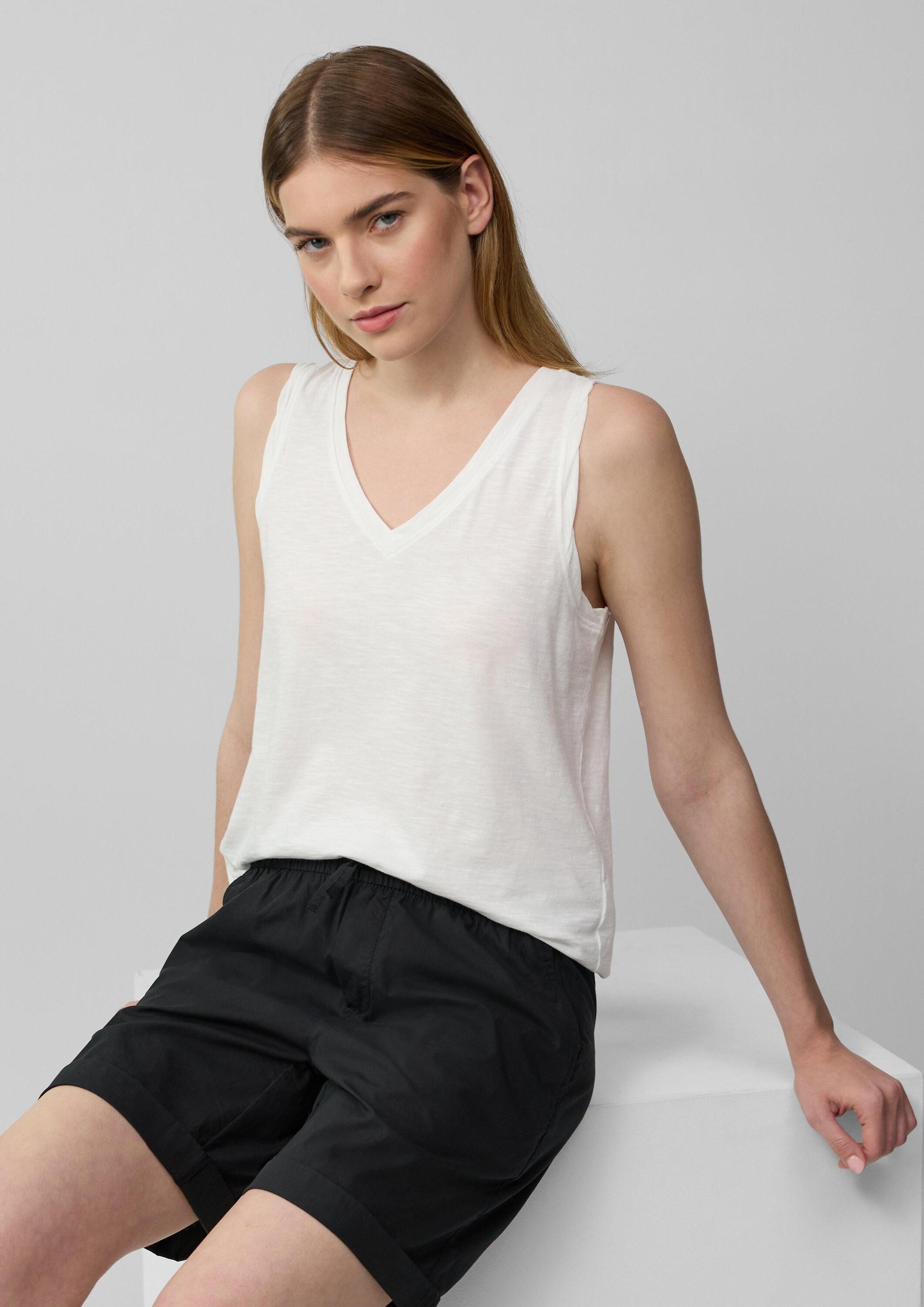 s.Oliver Muscleshirt T-Shirt Top mit Flammgarnstruktur und V-Ausschnitt günstig online kaufen