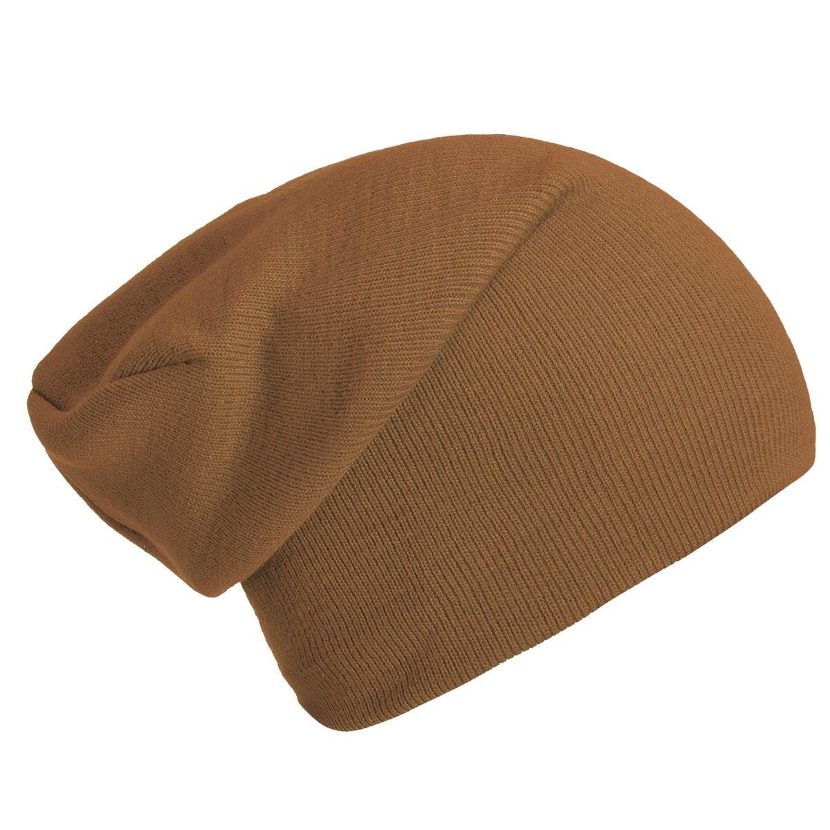 DonDon Beanie Schlauchmütze Mütze (Packung, 1-St) Wintermütze, klassischer Slouch-Beanie khaki