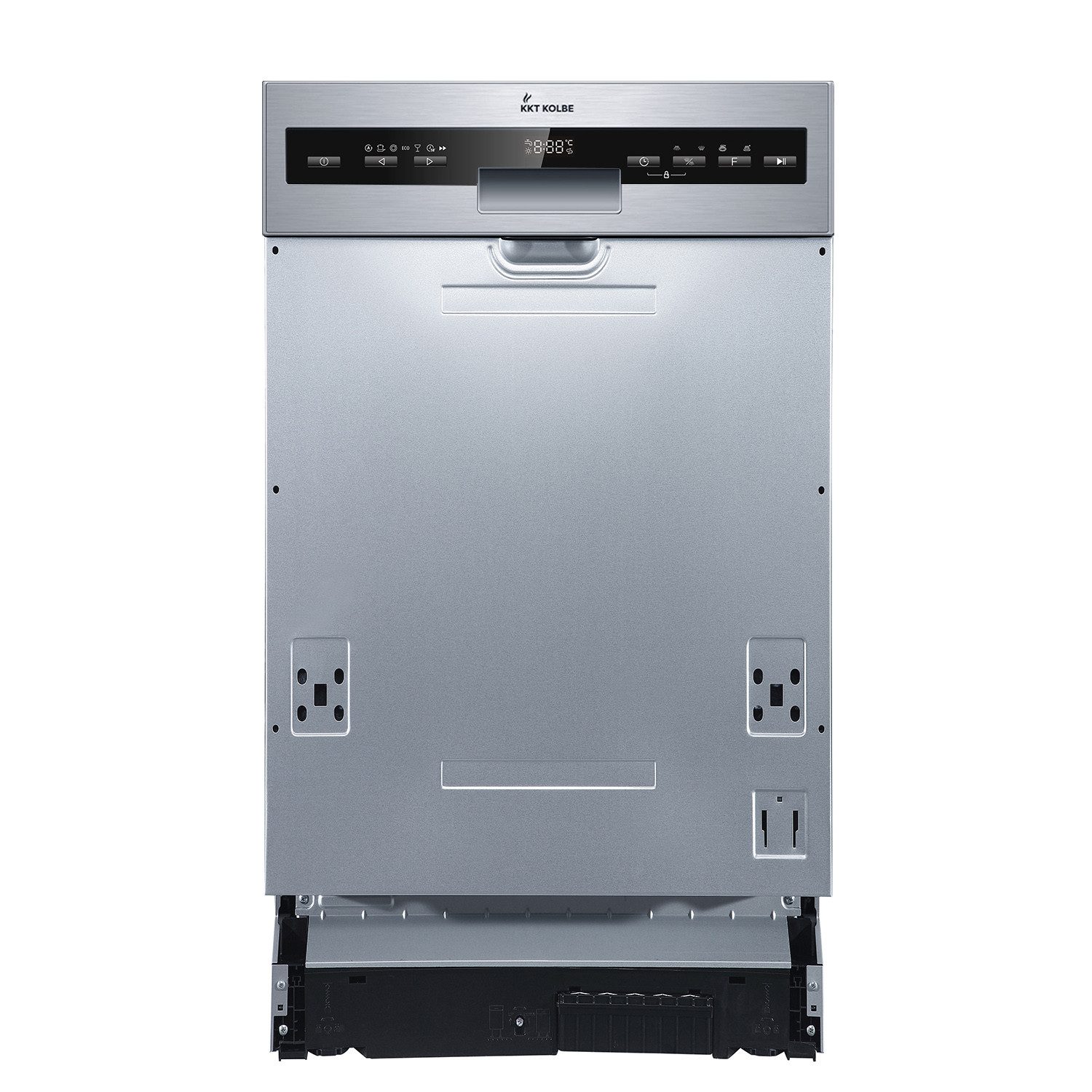 KKT KOLBE teilintegrierbarer Geschirrspüler DW4505ED, 9 l, 10 Maßgedecke, 45cm / Edelstahl / AquaStop / 7 Spülprogramme / 10 Maßgedecke