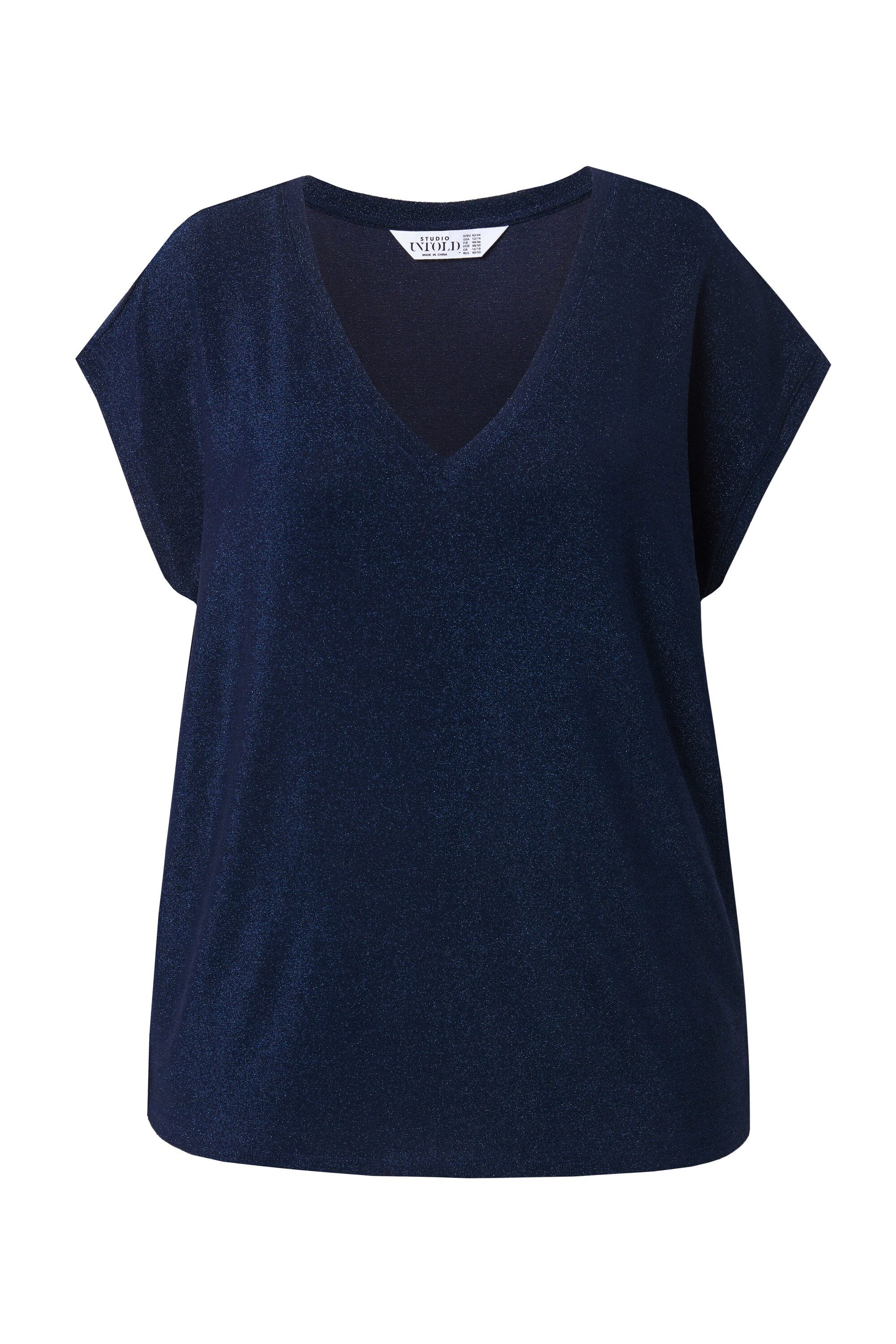 Studio Untold T-Shirt Top Glitzer-Jersey V-Ausschnitt günstig online kaufen