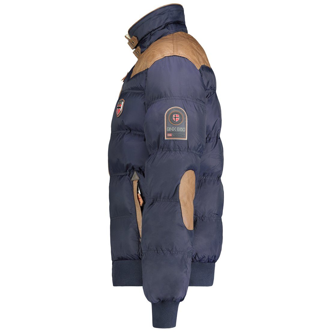 Geographical Norway Steppjacke Herren Winterjacke Steppjacke Herrenjacke in Unifarbe, mit Stehkragen, Kragen mit Teddyfell