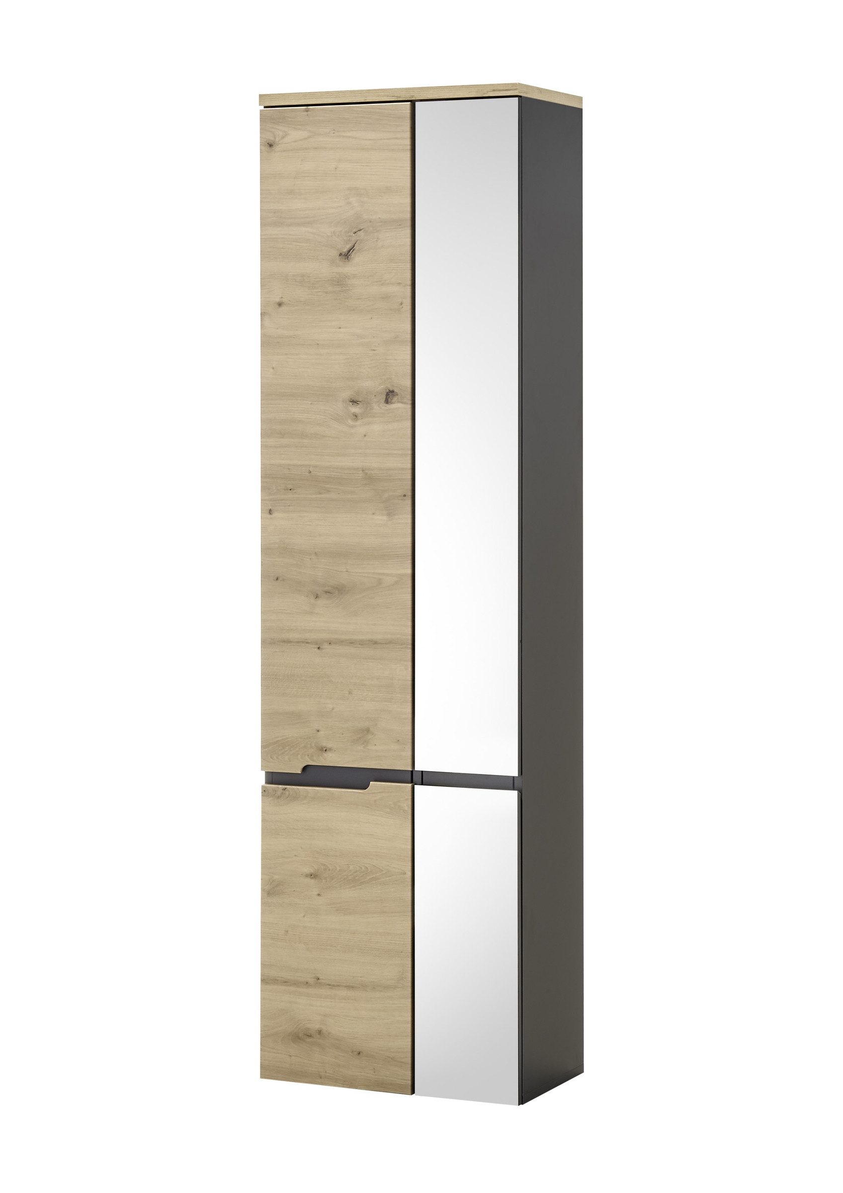 PREISBRECHER Hängeschrank Memphis Grau / Artisan Eiche Dekor - 50x176x31cm (BxHxT)