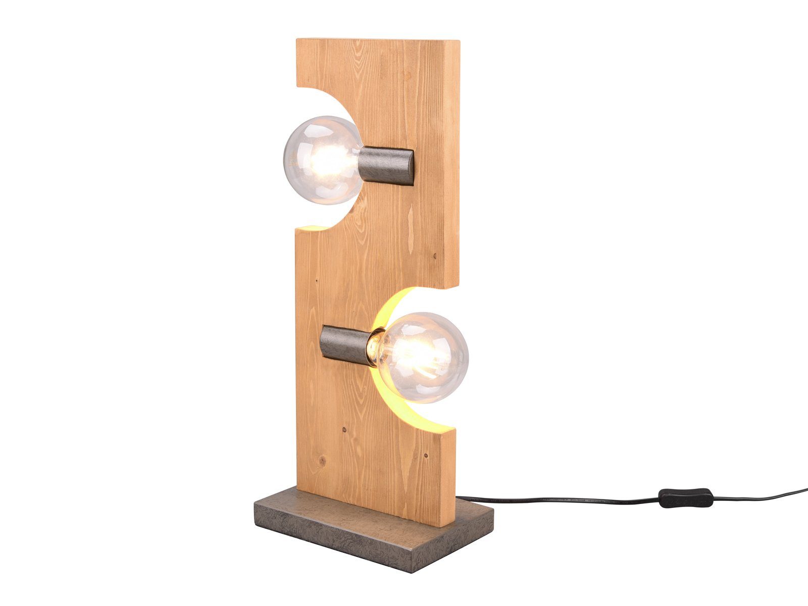 TRIO Leuchten LED Tischleuchte, Dimmfunktion, LED wechselbar, Warmweiß, ausgefallen-e groß-e Holz-lampe Nachttisch Fenster-bank, Höhe 52,5cm