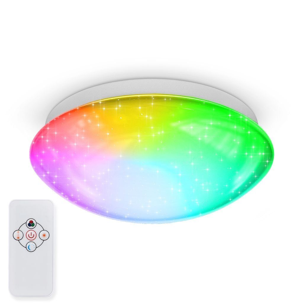 LED RGBW B.K.Licht 25,5cm 10W Deckenleuchte fest Fernbedingung Sternenhimmel Farbwechsel LED integriert, Nachtlichtfunktion, - Deckenlampe Dimmfunktion, BKL1317, Warmweiß, Durchmesser
