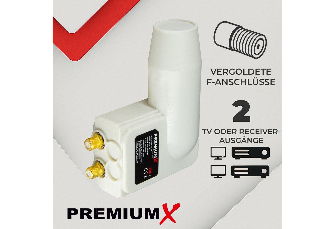 Thumbnail - PremiumX PXM-T Twin 3° Rocket schmal LNB für 2 Teilnehmer FullHD 4K UHD Monoblock-LNB