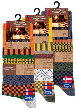 Vincent Creation® Norwegersocken (3-Paar) Hygge Socken mit Wolle
