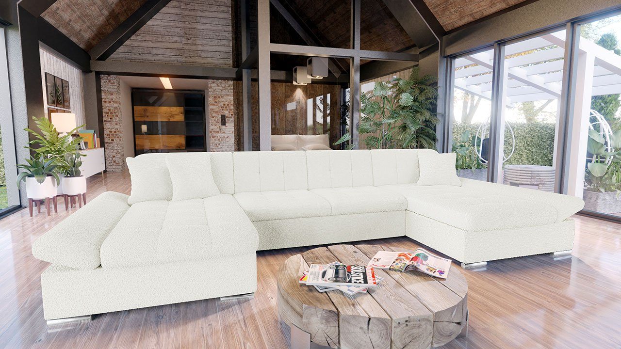 Regulierbare Wohnlandschaft Schlaffunktion, Wohnlandschaft Premium, U-Form Couch Bettkasten und MIRJAN24 Armlehnen, mit Ecksofa, 2 Alia Sofa mit