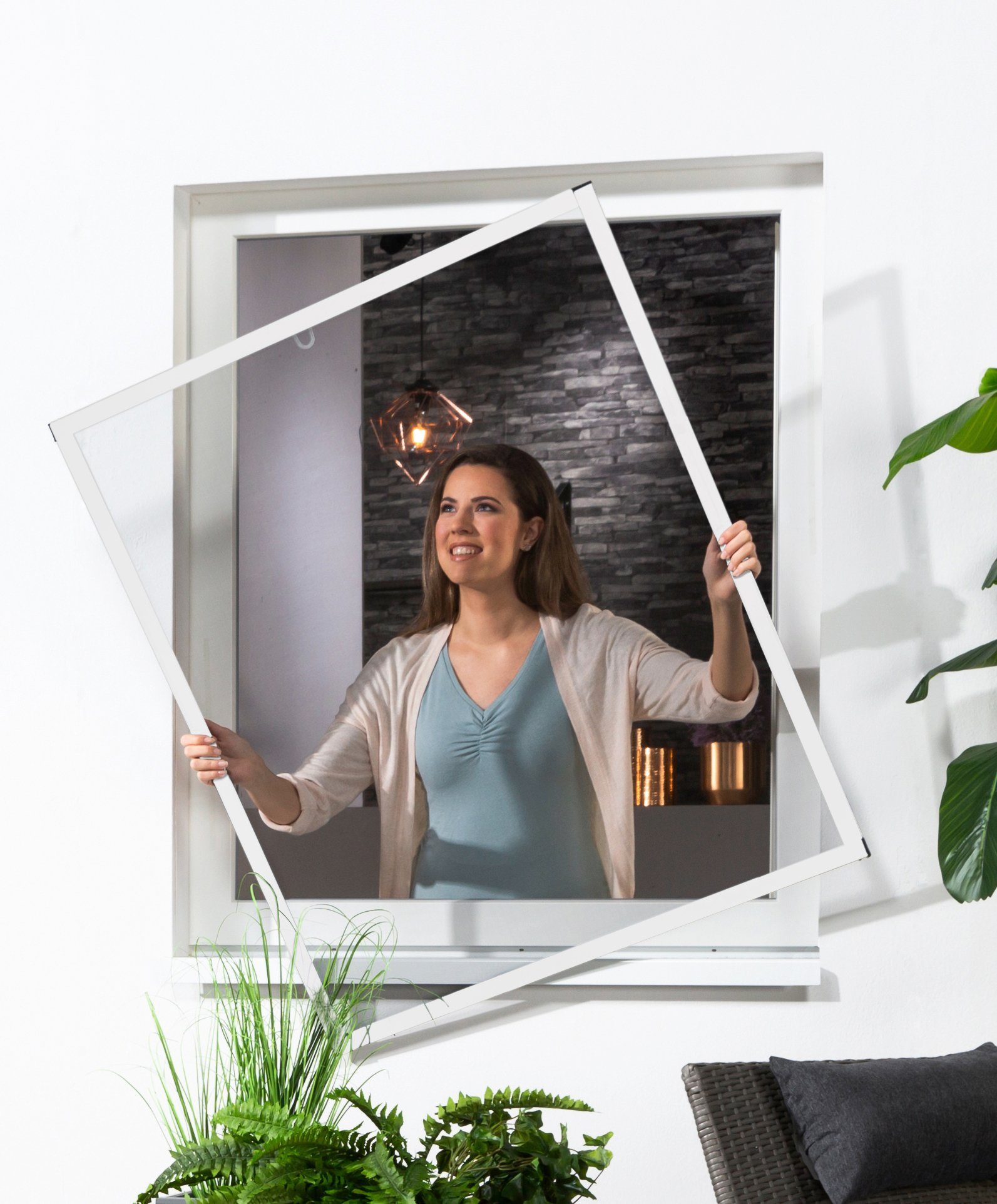 SLIM 130x150 cm Insektenschutz-Fensterrahmen hecht MASTER international 3.0, BxH: