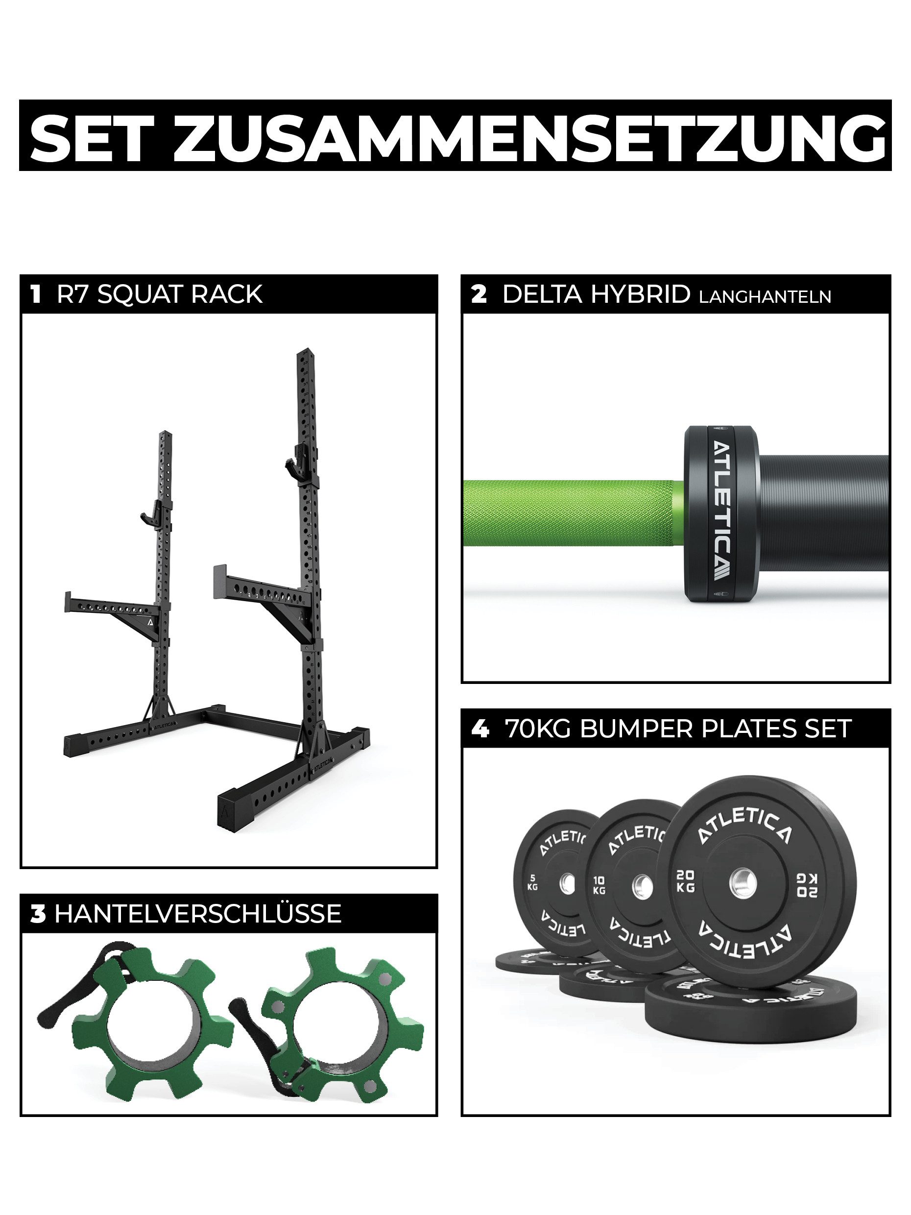 ATLETICA Power Rack R7 Squat Rack, Force Set