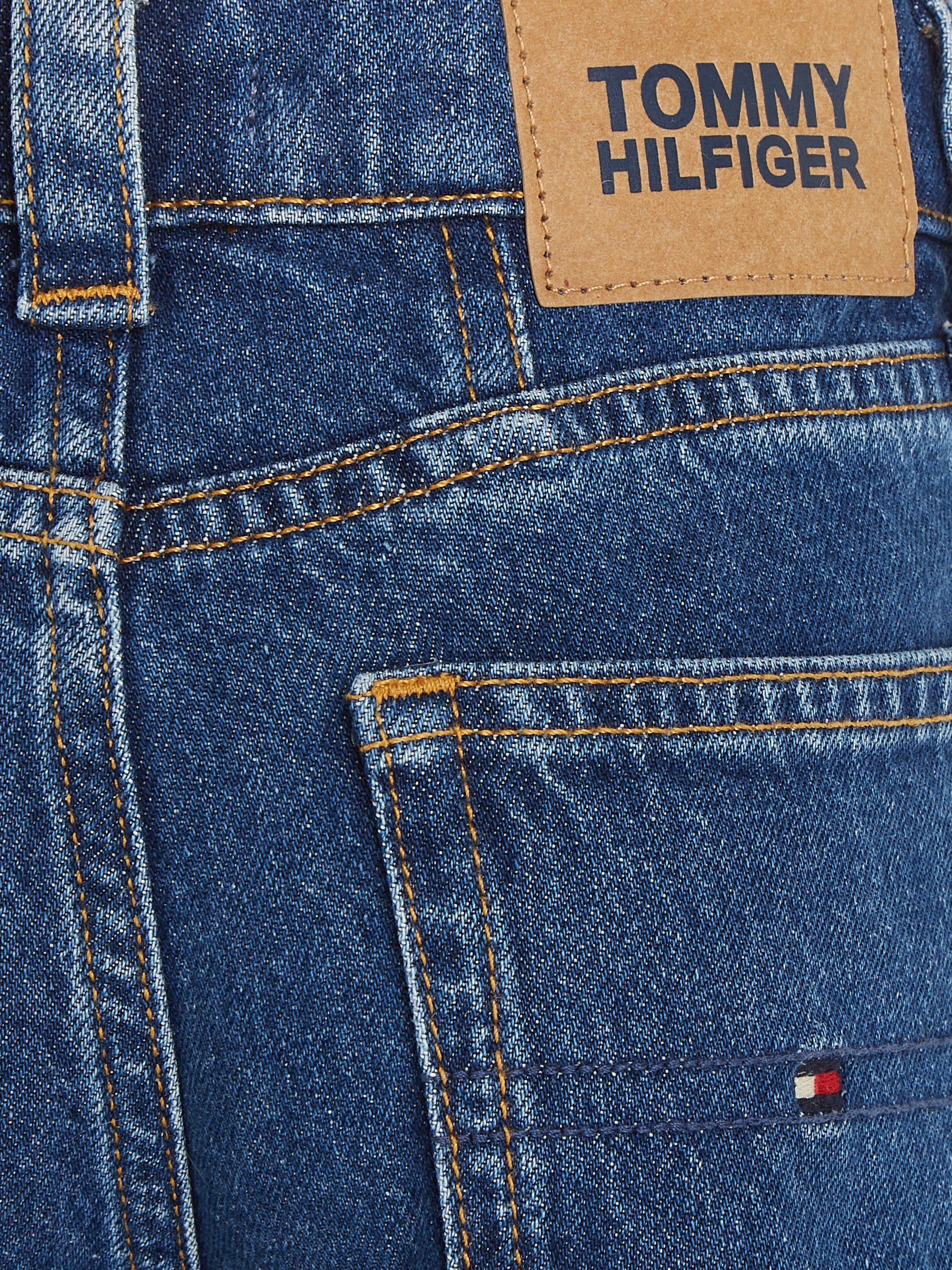 Junior Tommy GIRLFRIEND Hilfiger 5-Pocket-Jeans BLUE Bund Kinder Kids Leder-Brandlabel MID hinteren am MiniMe,mit