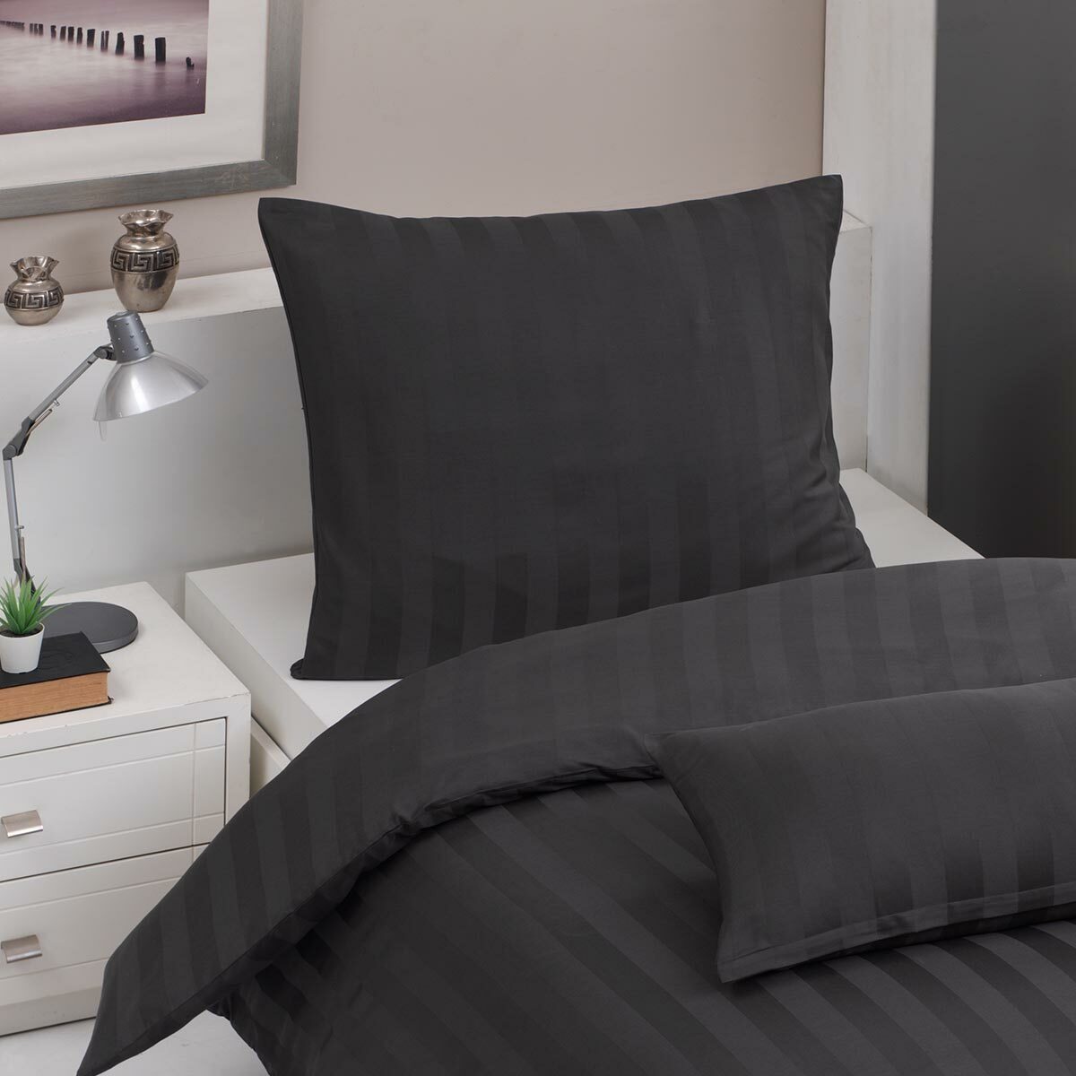 TRAUMSCHLAF Bettwäsche Uni Streifen, Mako Satin, günstig online kaufen