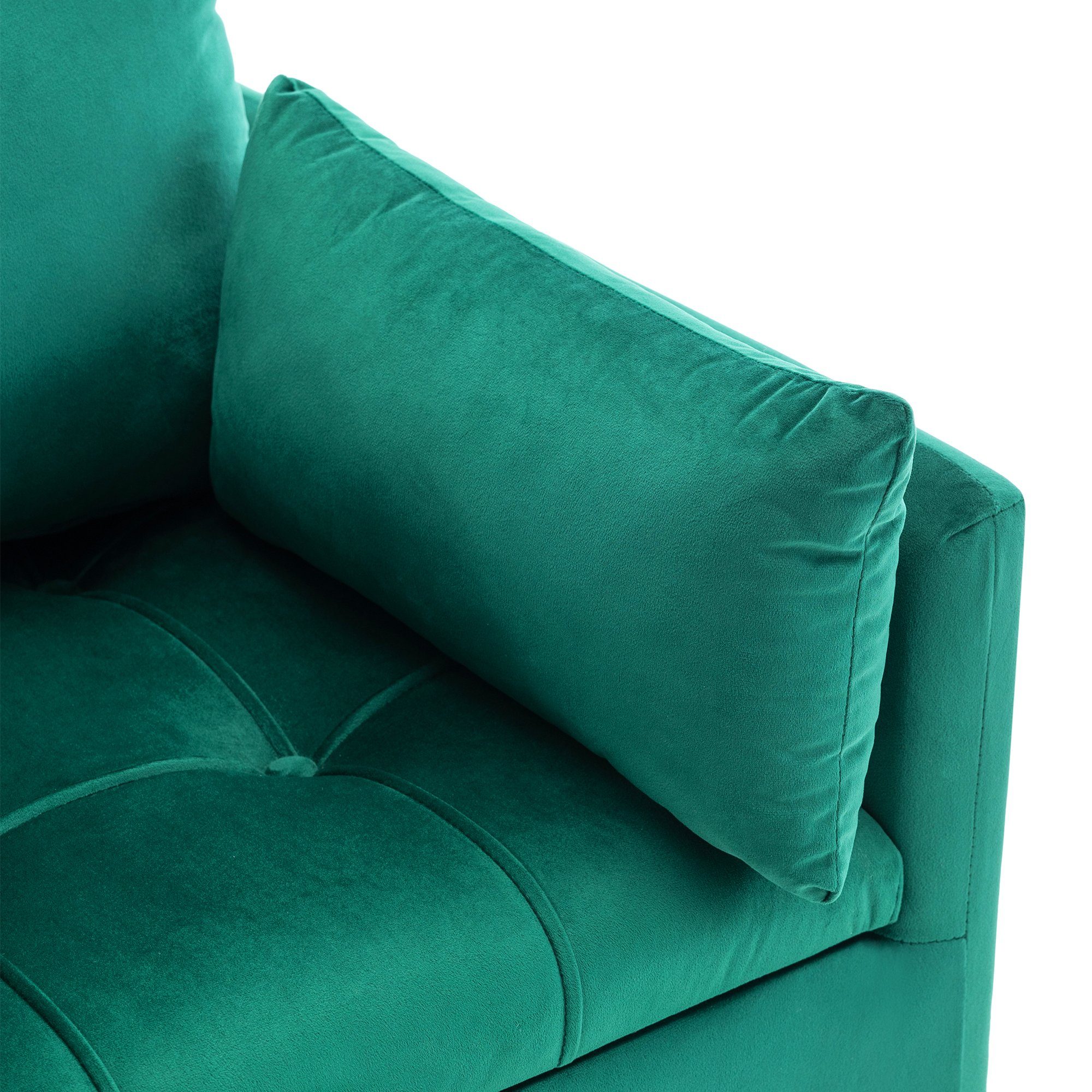 Armlehnensessel, mit mit Stauraum Merax Akzentstul goldenen Einzelsessel Grün Samtbezug, Metallbeine, Polstersessel, und Sessel