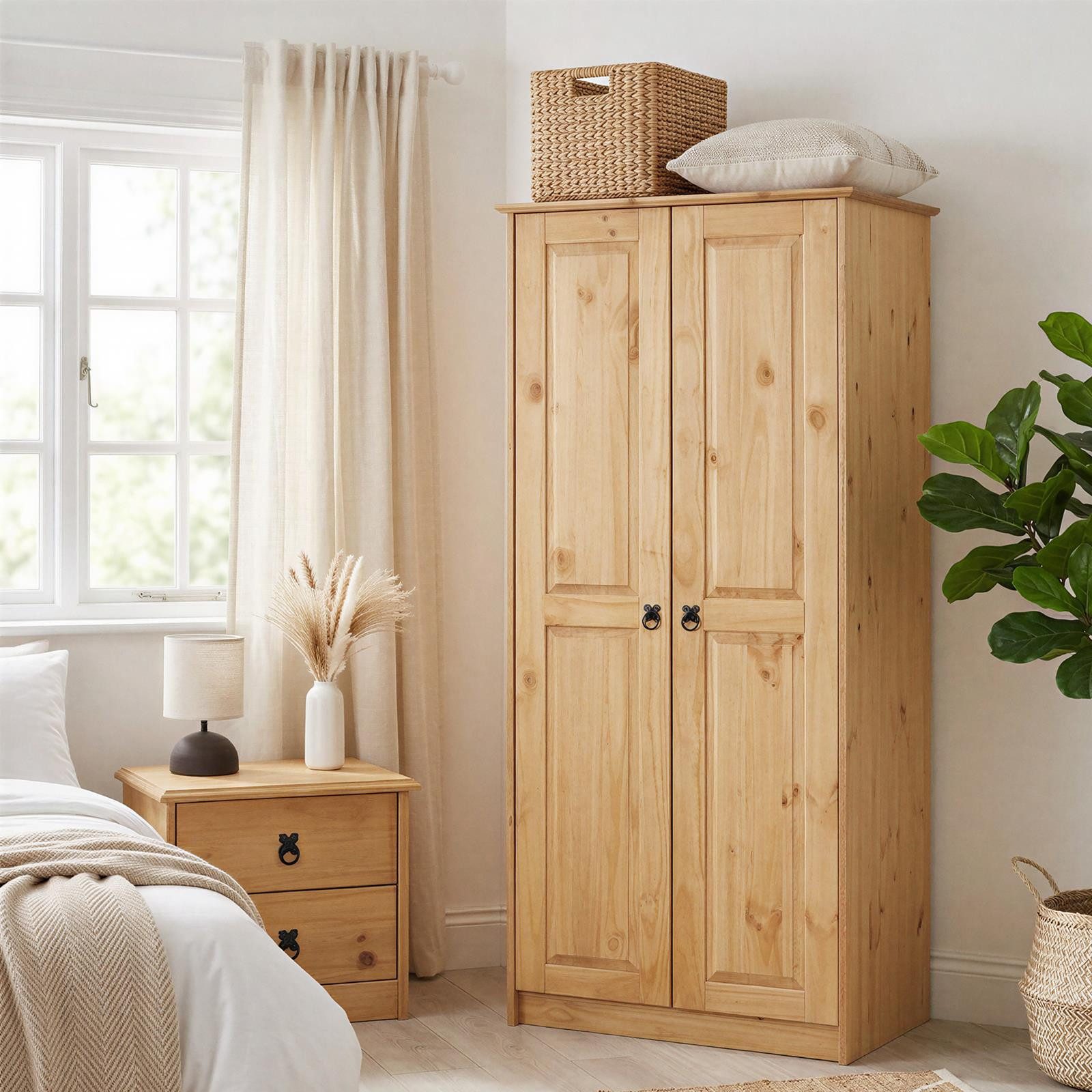CARO-Möbel Kleiderschrank BARRIO Kleiderschrank Wäscheschrank Mexiko Stil Drehtüren Hoch Anrichte