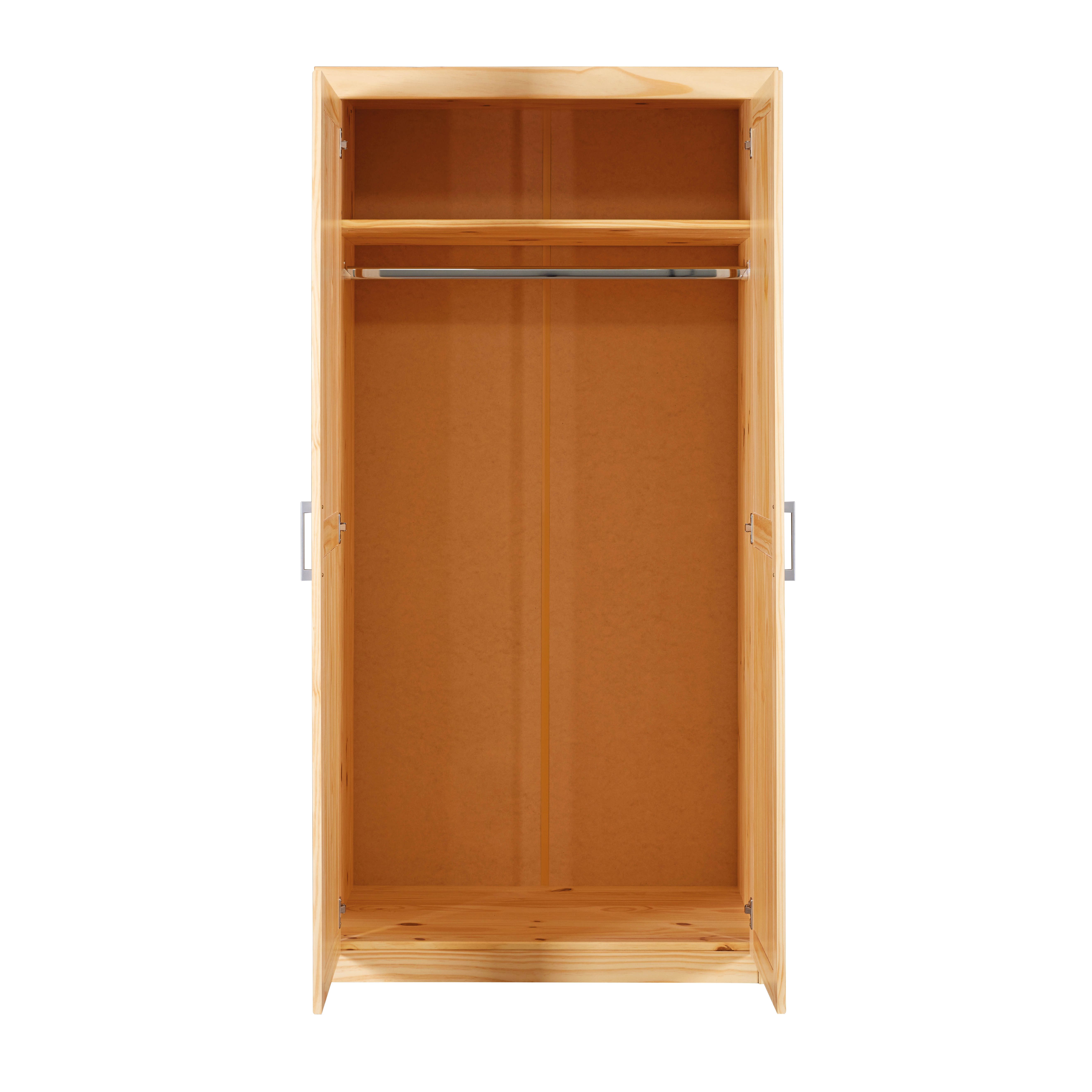 Inter Link Kleiderschrank Leon Massivholz Schrank Landhausstil, Hutablage, Kleiderstange, lackiert – Bild 3 von 5