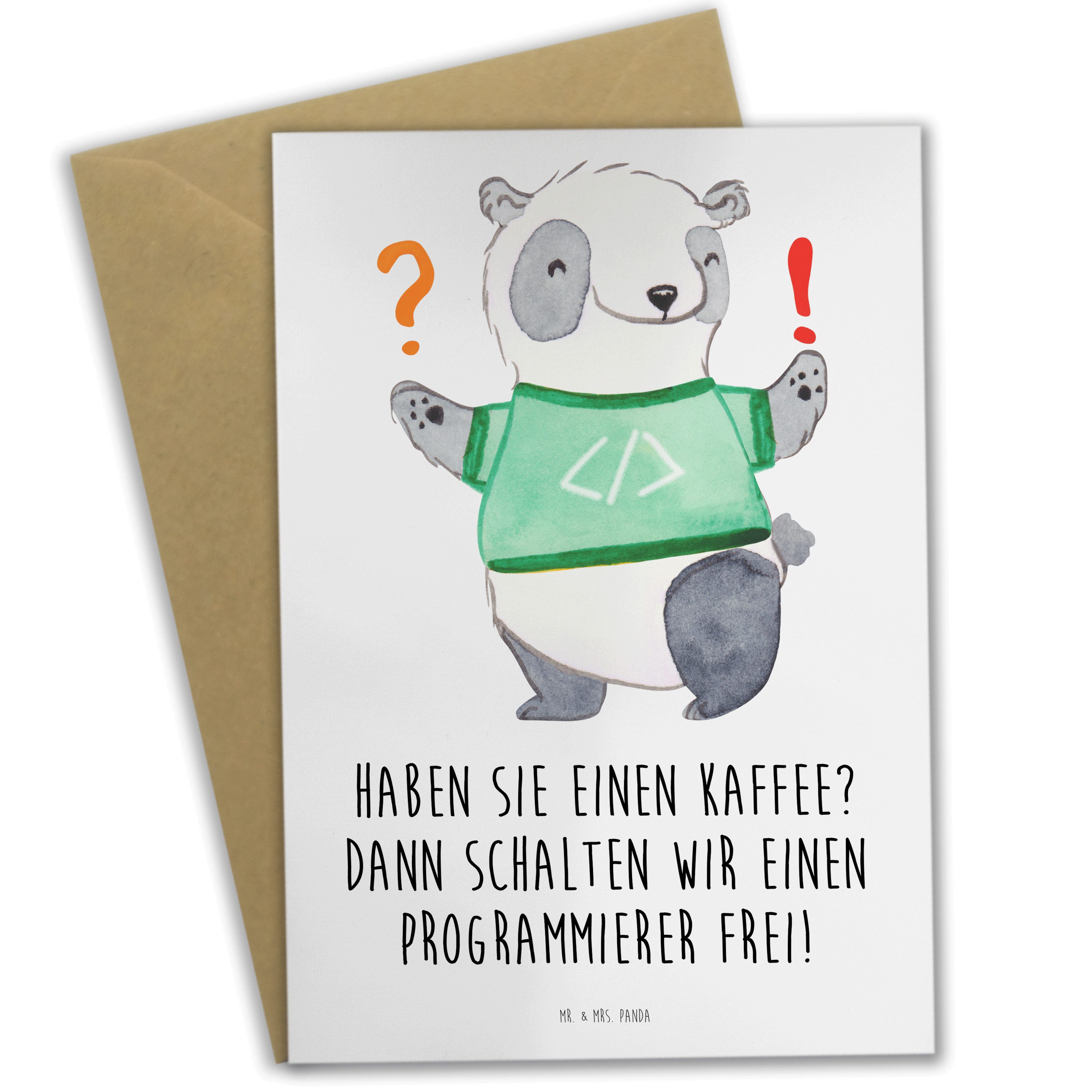 Mr. & Mrs. Panda Grußkarte Haben Sie einen Kaffee? Dann schalten wir einen Programmierer frei! -, Einzigartige Motive