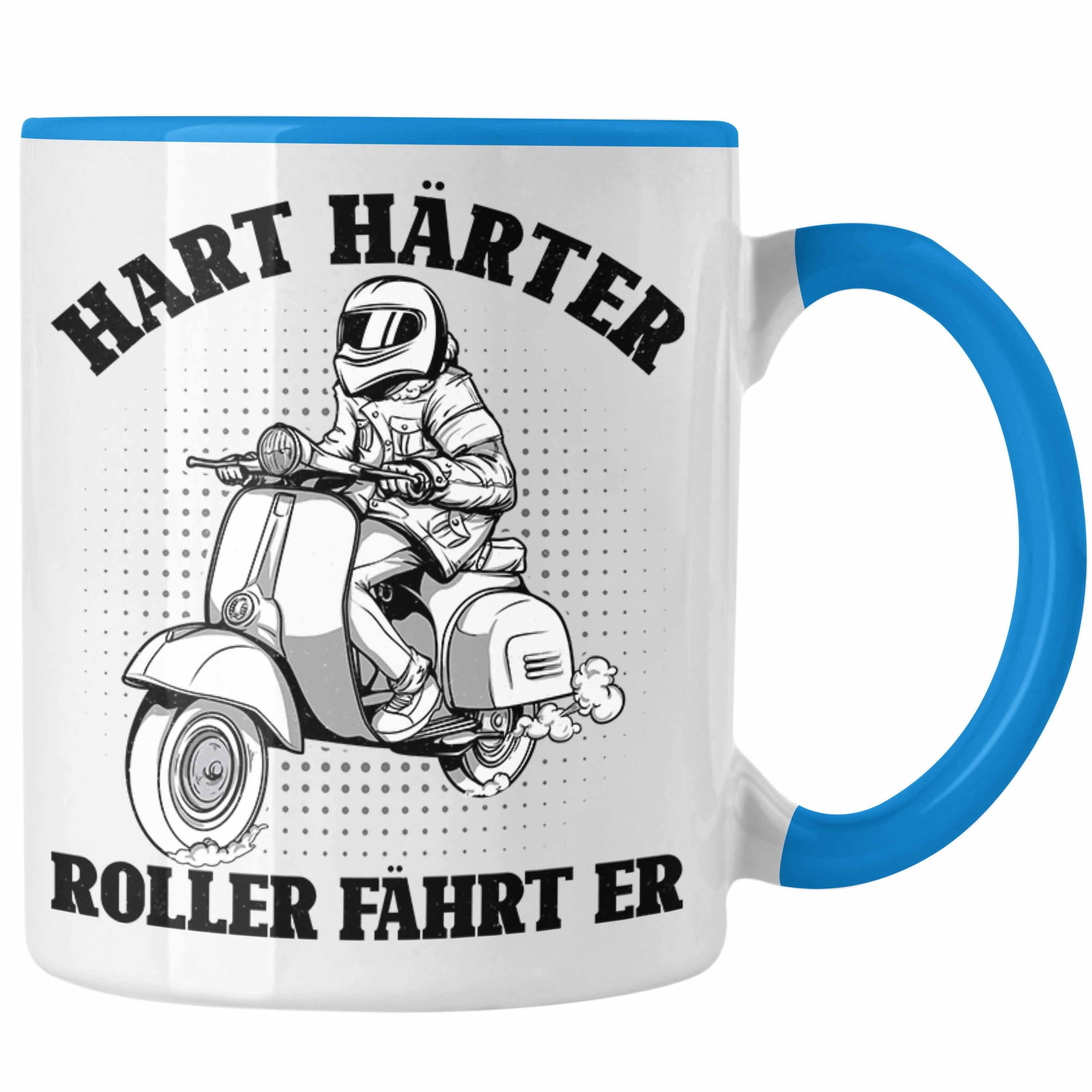 Trendation Tasse Trendation - Roller Führerschein Bestanden Geschenk Tasse Hart Härter Roller Fährt Er Geschenkidee Blau