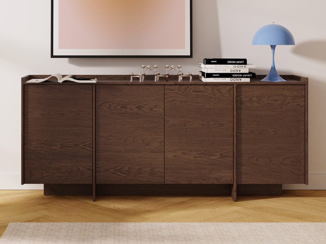 Beautysofa Kommode JUNI mit 4 Türen (Push-to-Open-Funktion, im Japandi-Stil), Breite: 200 cm