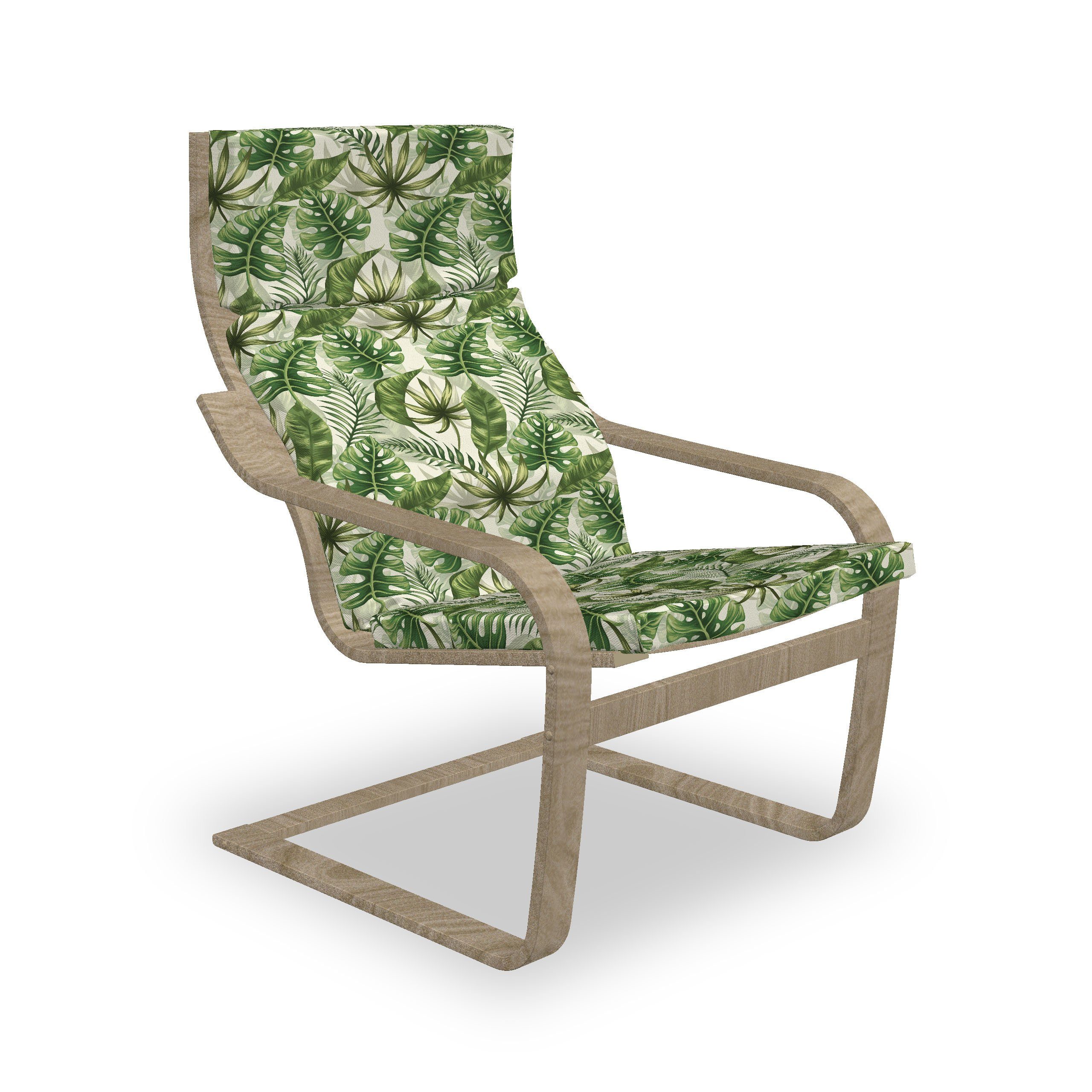 Hakenschlaufe mit Reißverschluss, Stuhlkissen mit Grün Abakuhaus Stuhlkissen Sitzkissen Blätter Hawaii-Elemente und in