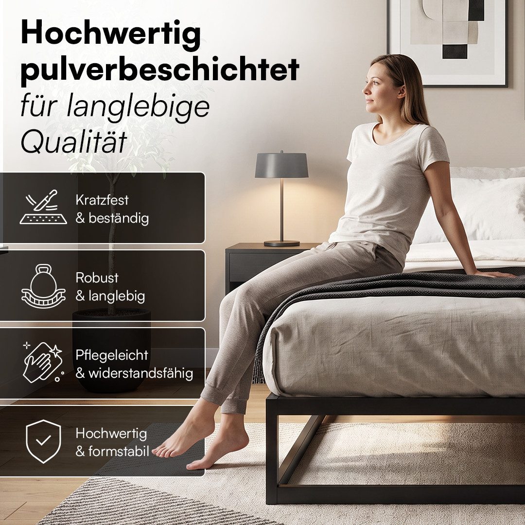 skølm Bettgestell Bragi inkl. Lattenrost (25 cm hoch), Metallbett 180x200 cm, auch verfügbar in 120/140/160x200 – Bild 2 von 5