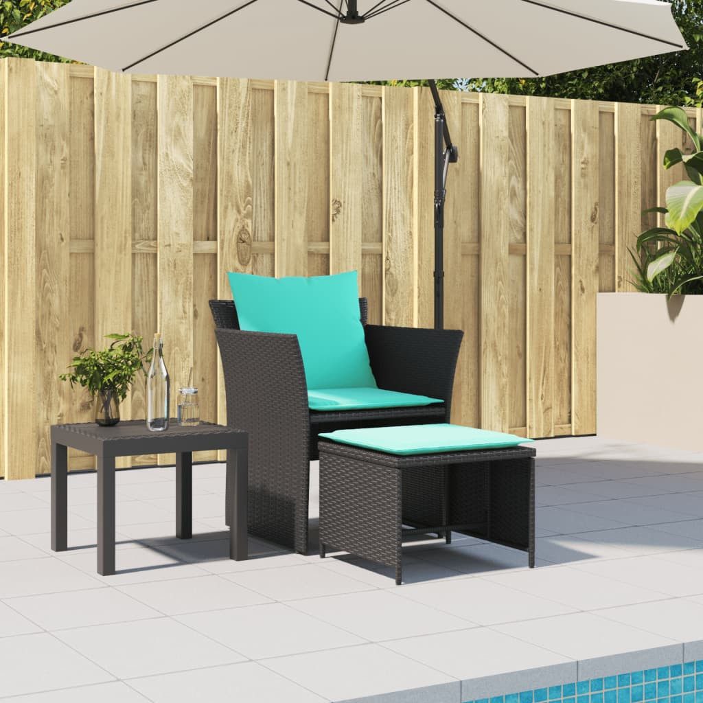 vidaXL Gartenlounge-Set Gartenstuhl mit Fußhocker Schwarz günstig online kaufen