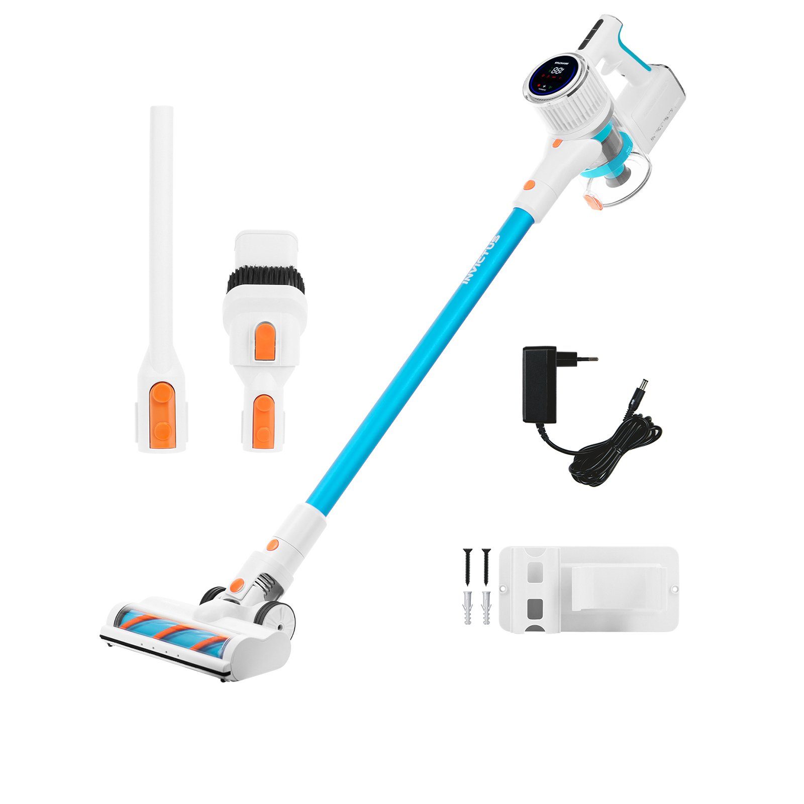 Genius Akku-Hand-und Стальной пылесос INVICTUS X7 FACELIFT Akkusauger Set 12-tlg. Memory Funktion, 380,00 W, beutellos HEPA Filter, bis zu 60 Min Laufzeit Ultra leicht LED Licht Elektrobürste