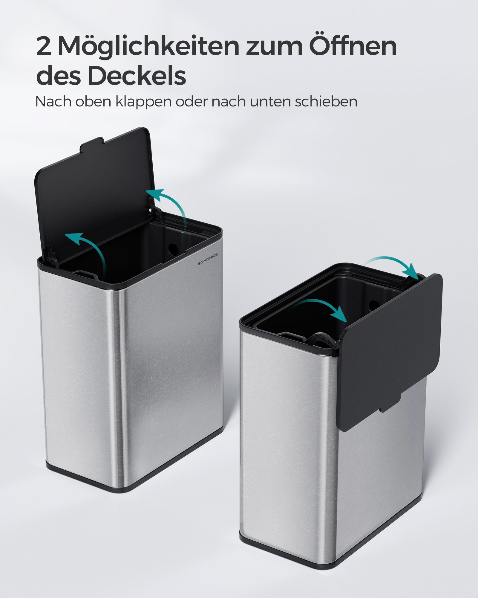 SONGMICS Mülleimer, 8L Komposteimer Küche, Stahl-Abfalleimer, Biomülleimer