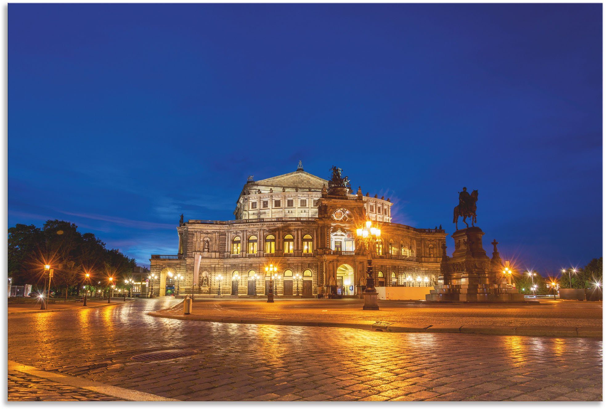 Semperoper Stunde, Poster Größen oder Dresden zur Leinwandbild, Dresden Wandbild versch. in blauen (1 St), in Wandaufkleber als Alubild, Artland