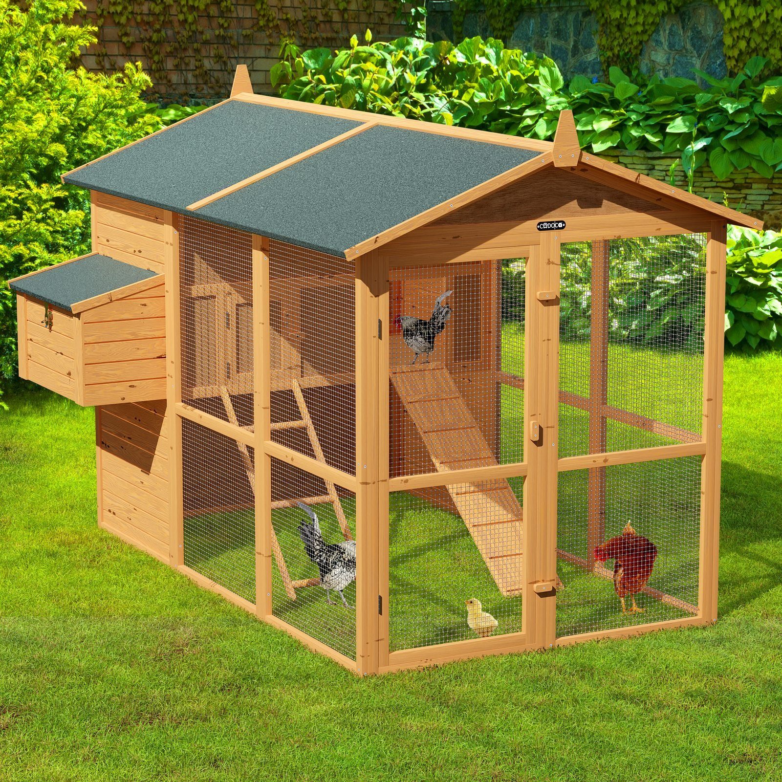 Cadoca Kleintierstall, XXL Hühnerhaus 191 x 151 x 172 cm Stall Hasenstall Huhn Stall Haus