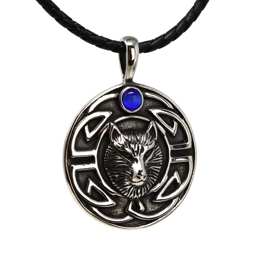 Kette mit Anhänger Lederkette Edelstahlkette 316L FUCHS MOND