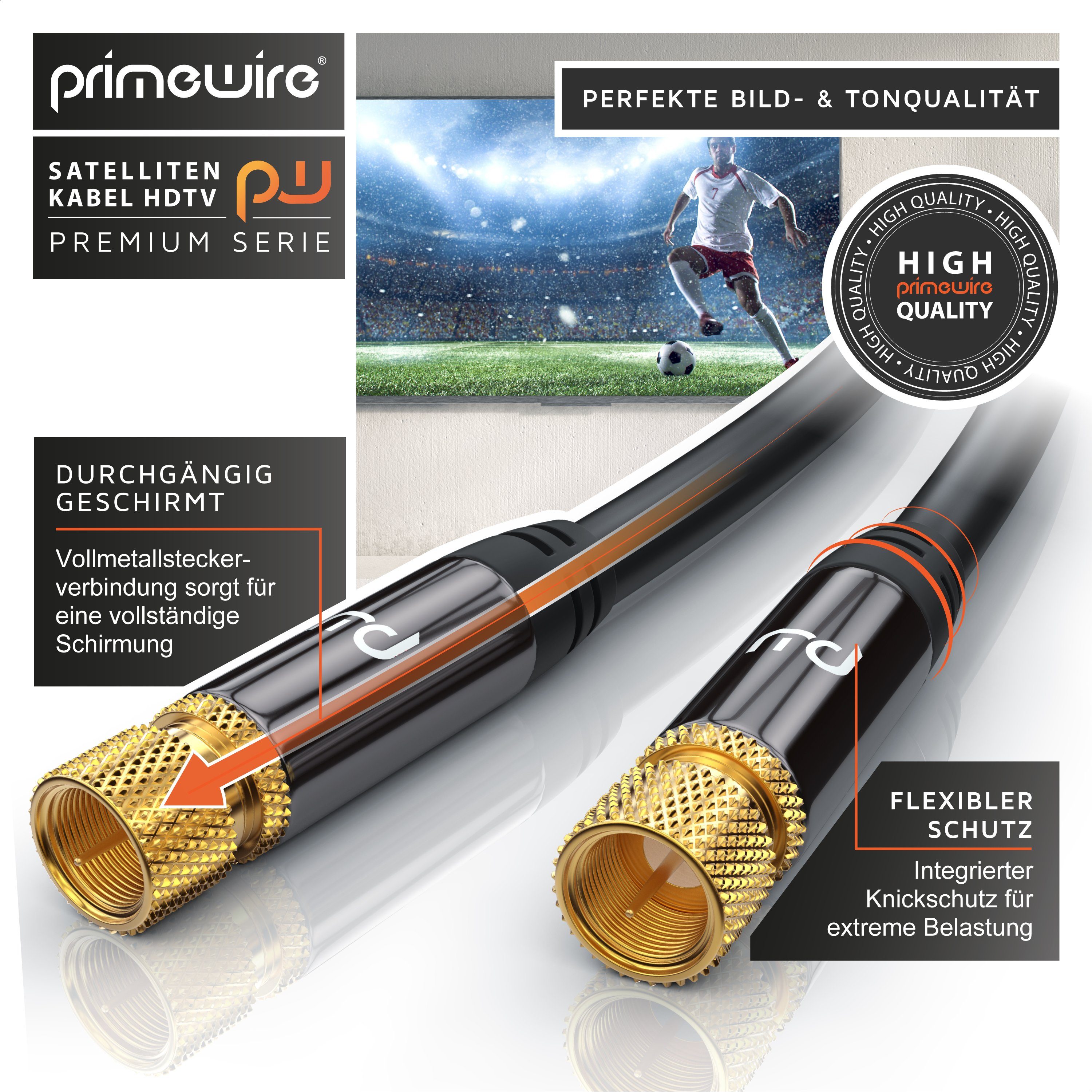 Primewire Premium HDTV SAT Koaxialkabel, 4fach Schirmung, 135dB, 75 Ohm - 0,5m SAT-Kabel, Koax, F-Verbinder (50 cm), Antennenkabel für Sat-Schüssel, Receiver, M – Bild 5 von 5