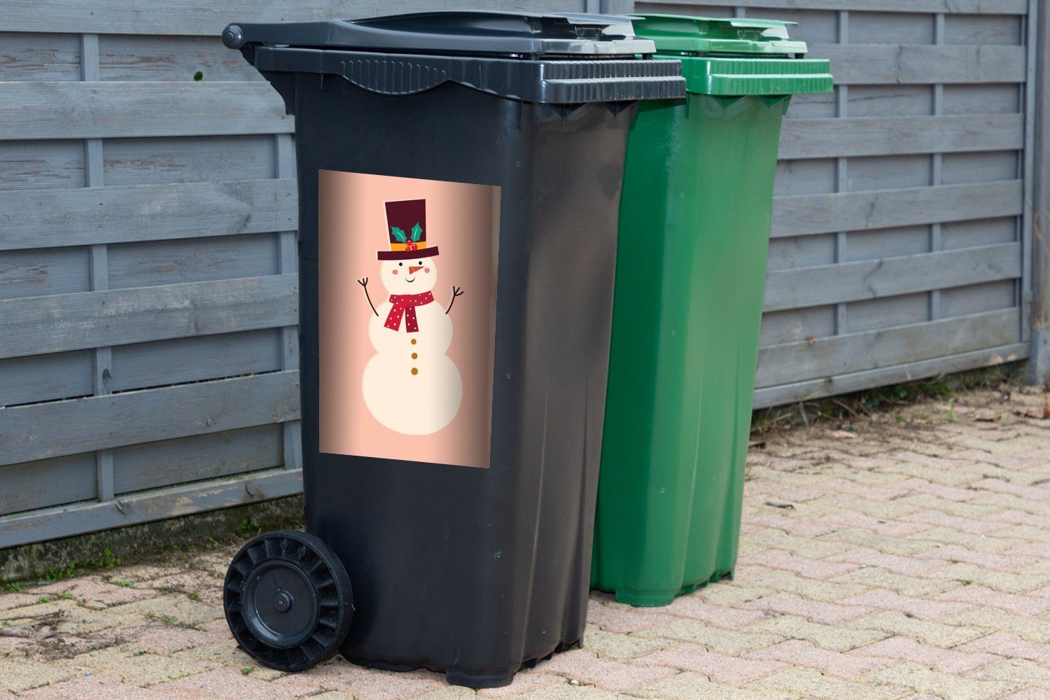 - Weihnachten MuchoWow (1 Rosa - Abfalbehälter Mülltonne, St), Winter - Schneemann Mülleimer-aufkleber, Container, Sticker, Wandsticker