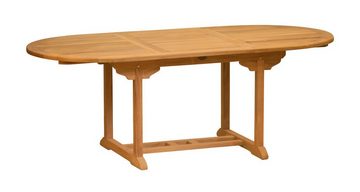 Kai Wiechmann Gartentisch Teak Ausziehtisch oval als flexibler Holztisch aus Teak, ausziehbarer und unbehandelter Teaktisch oval