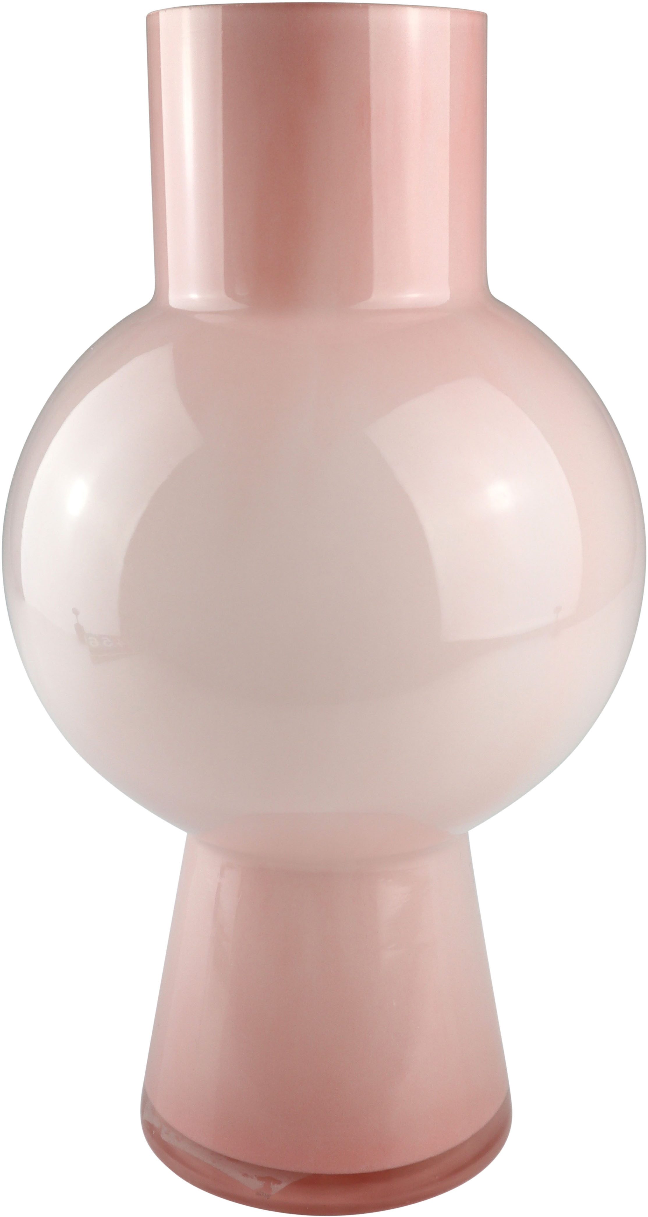 Dekovase aus roséfarbenem Glas
