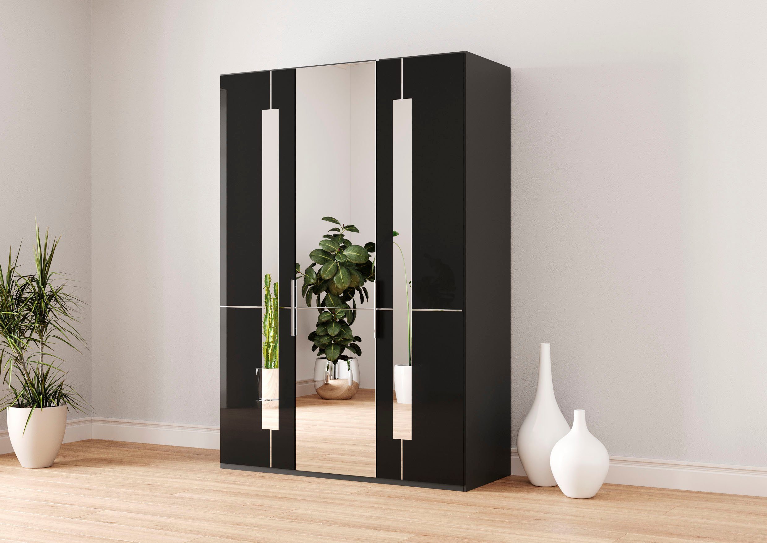 Musterring Drehtürenschrank Imola W inkl. Einlegeböden und Kleiderstangen, mit Glas- und Spiegeltüren