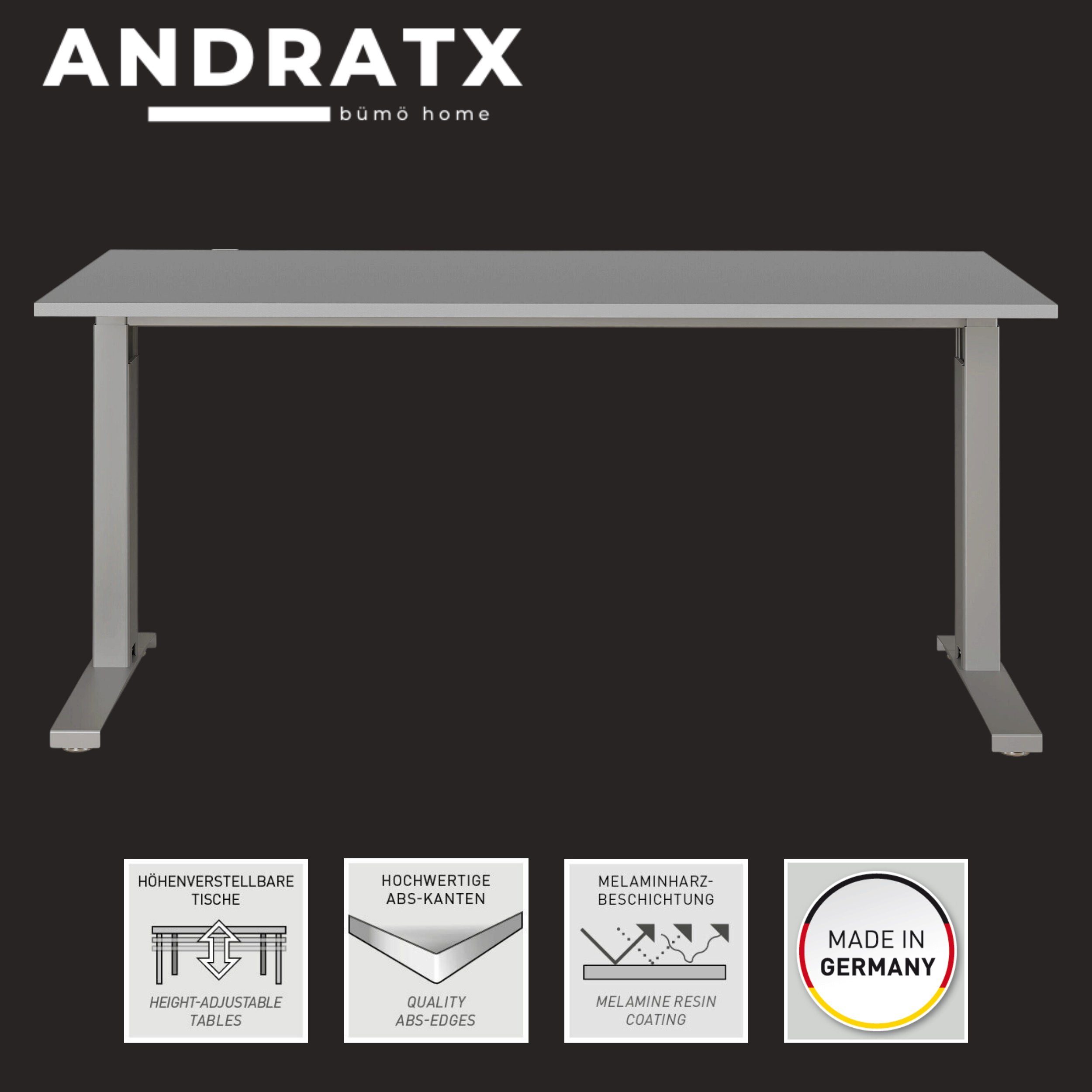 Eiche-Schwarz bümö Eiche/Schwarz Andratx, cm, höhenverstellbar, Schreibtisch 160x80