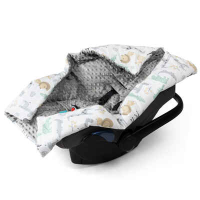 Einschlagdecke, Navaris, Decke für Babyschale - universal Baby Decke für u.a. Maxi Cosi Römer Cybex Autositz - Kinderwagen Fußsack - Tierwelt Design