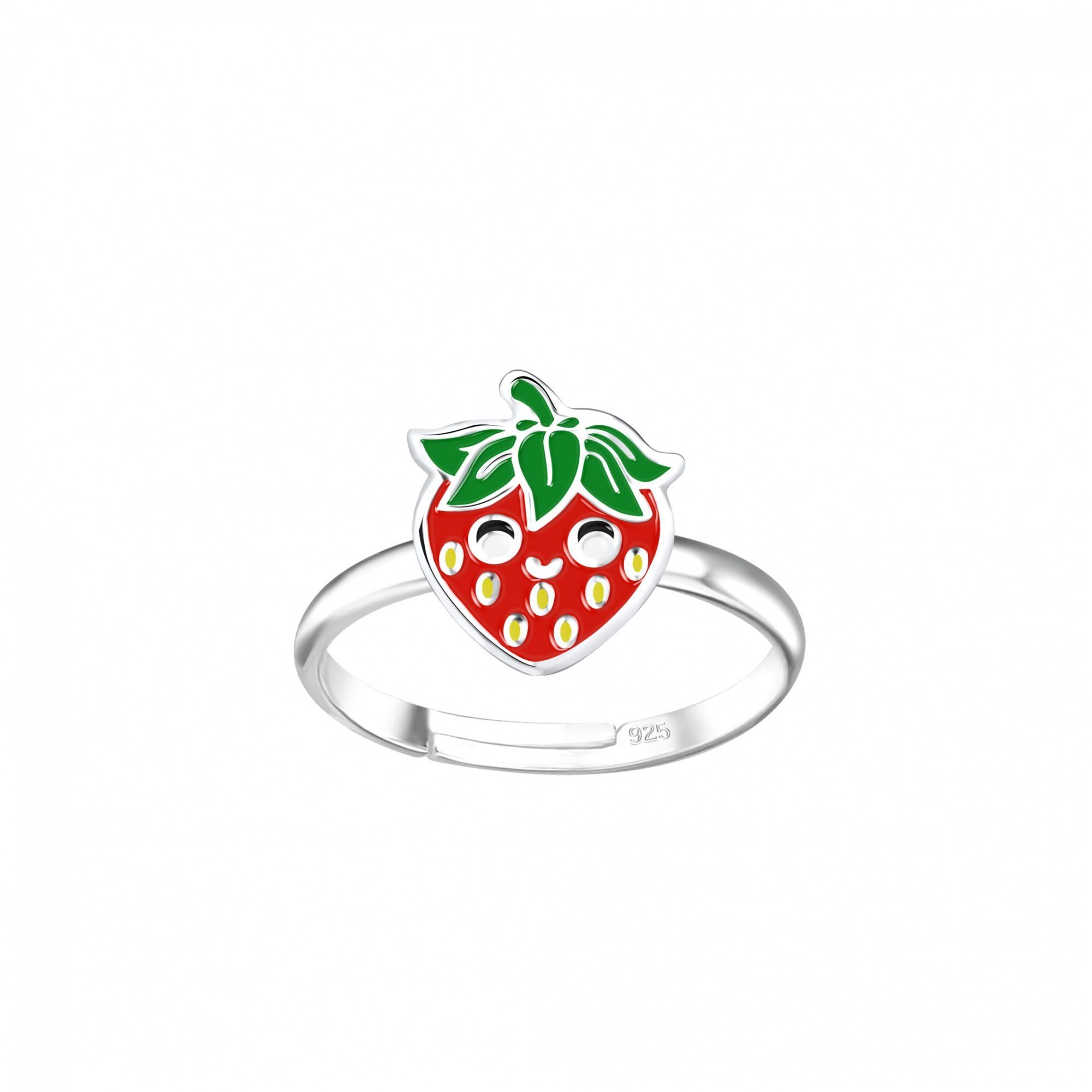 ALEXANDER YORK Silberring ERDBEERE mit Gesicht, 925 Sterling Silber