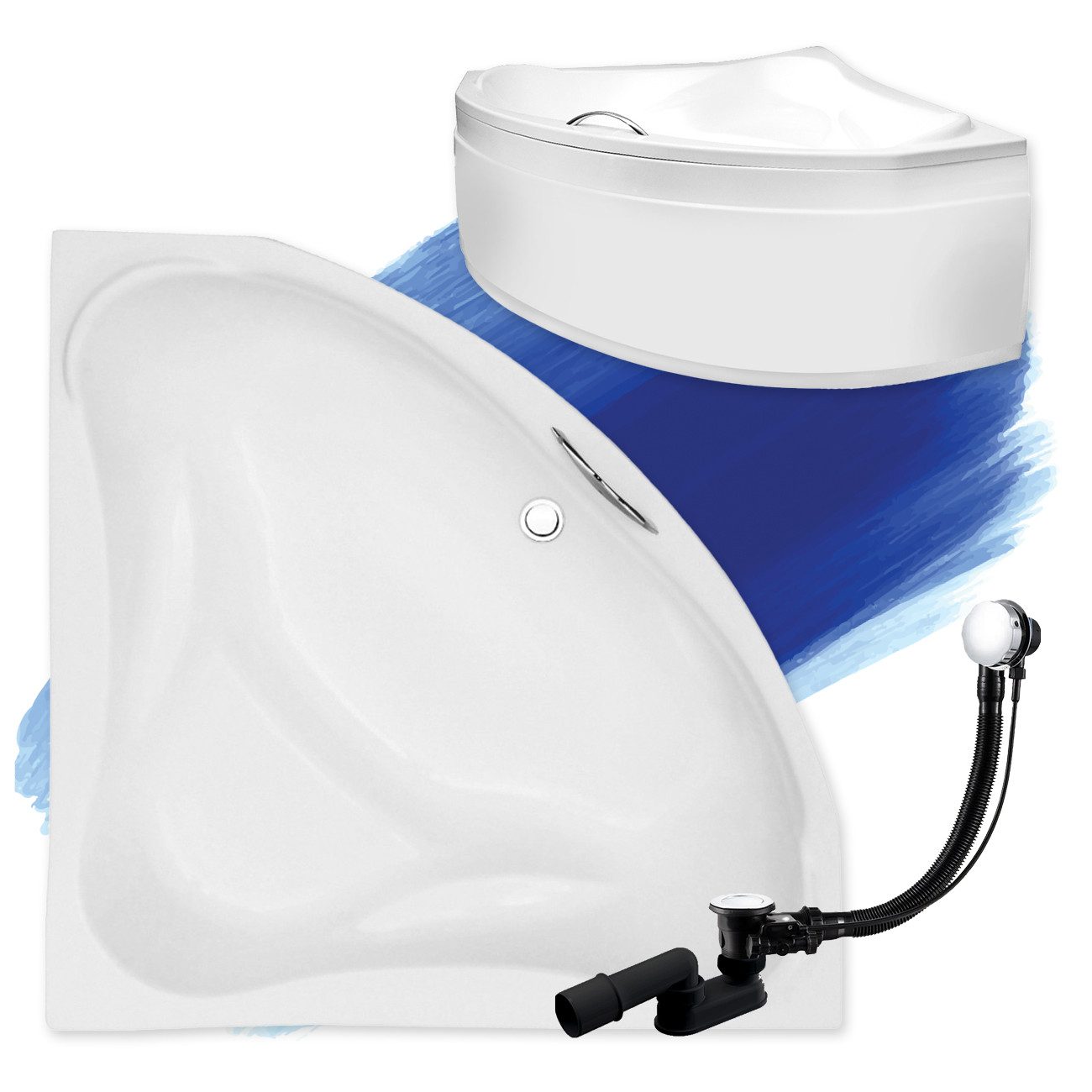KOLMAN Badewanne Eckbadewanne Ewa 134x134, Ablaufgarnitur günstig online kaufen