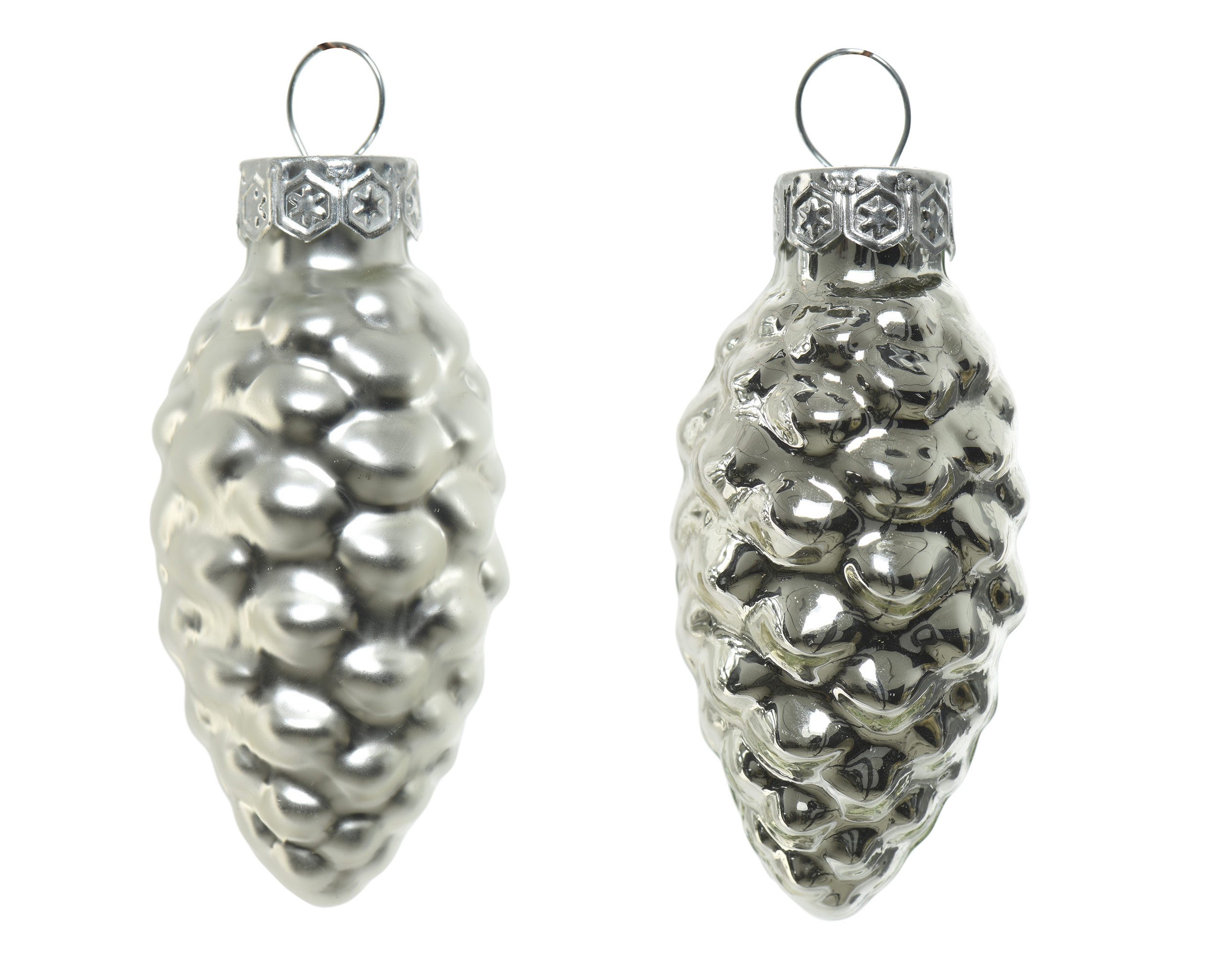 Kaemingk Christbaumschmuck, Christbaumschmuck Zapfen 6cm Glas 12 Stück - Silber